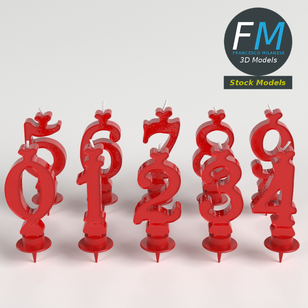 3D-Modell - Zahlenkerzen für Kuchen - 03