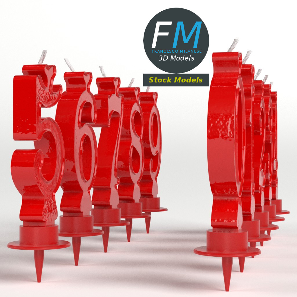 3D-Modell - Zahlenkerzen für Kuchen - 04