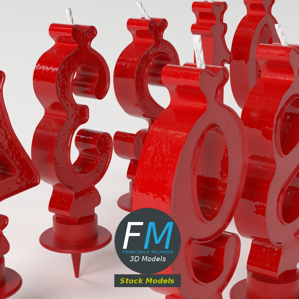 3D-Modell - Zahlenkerzen für Kuchen - 05