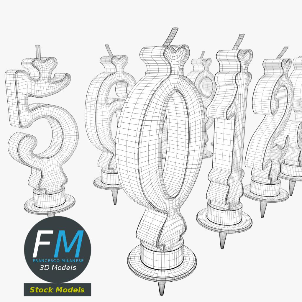 3D-Modell - Zahlenkerzen für Kuchen - 07