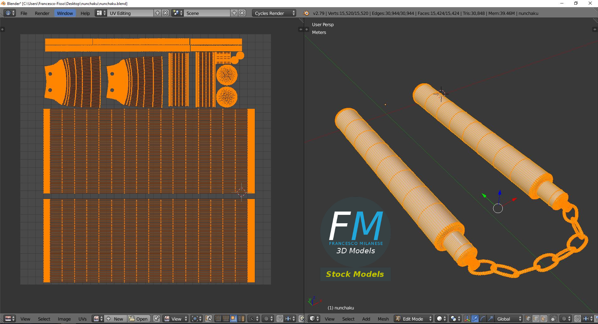 3D-Modell - Nunchaku - 10