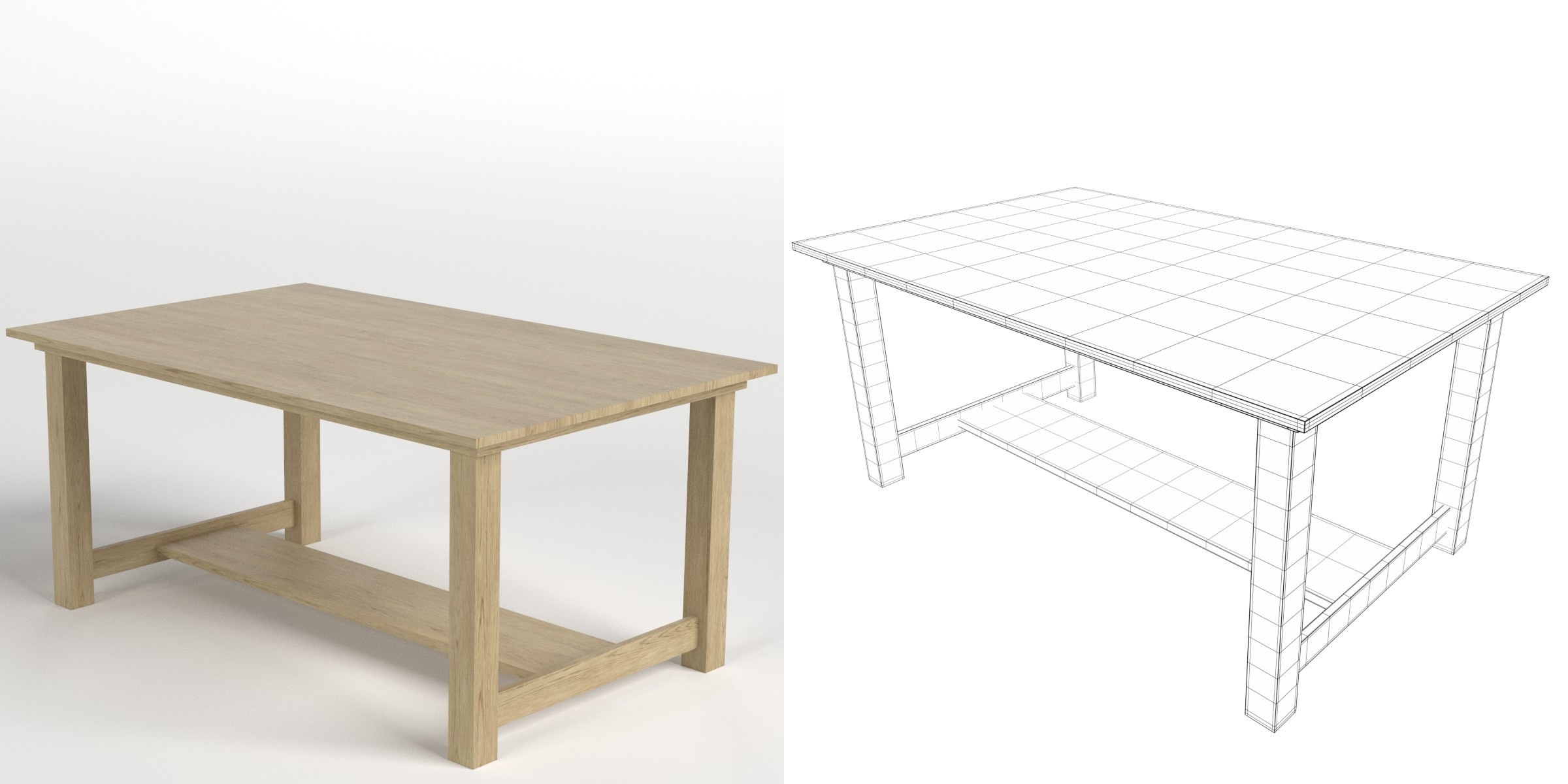 3D-Modell - Schreibtisch aus Eiche