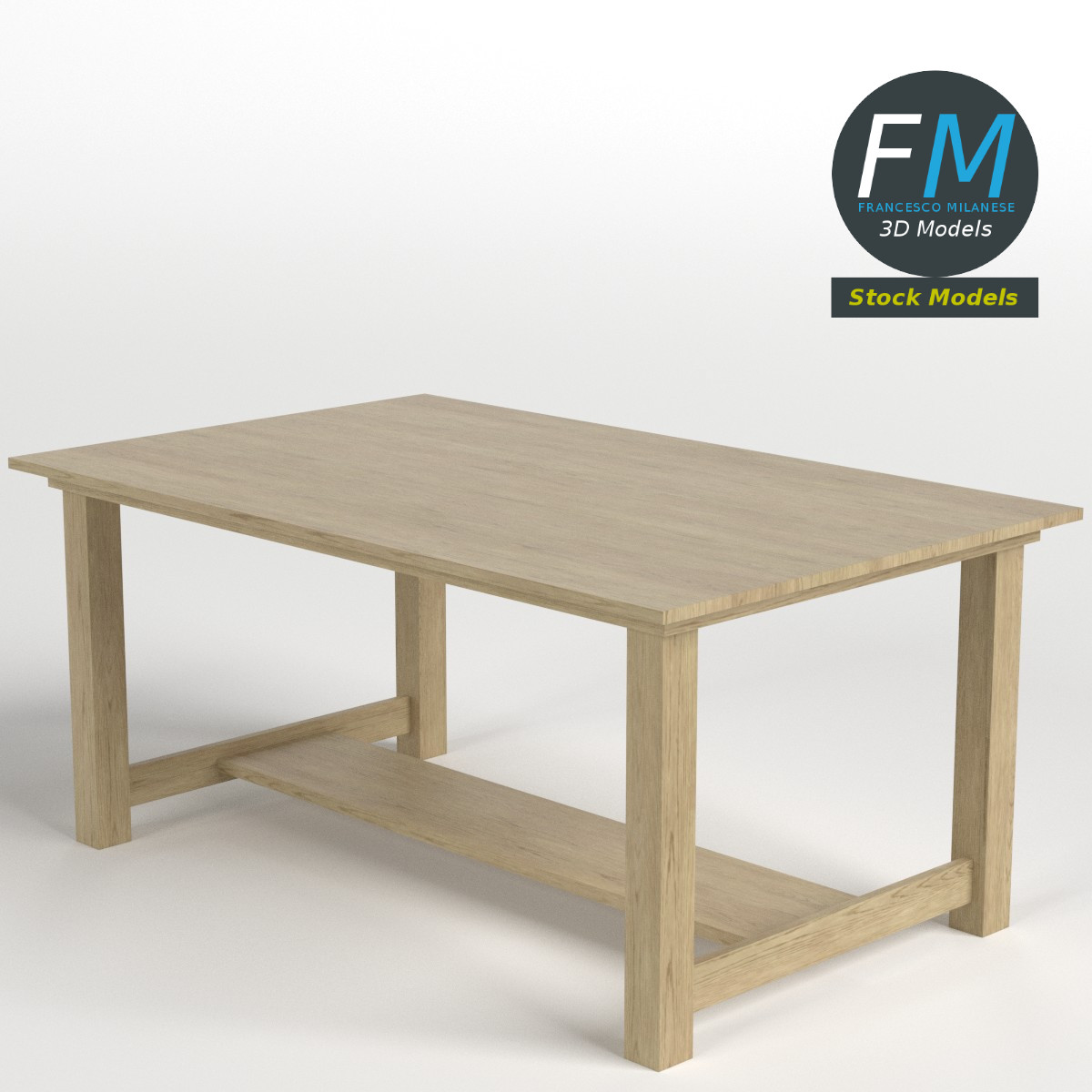 3D-Modell - Schreibtisch aus Eiche - 01