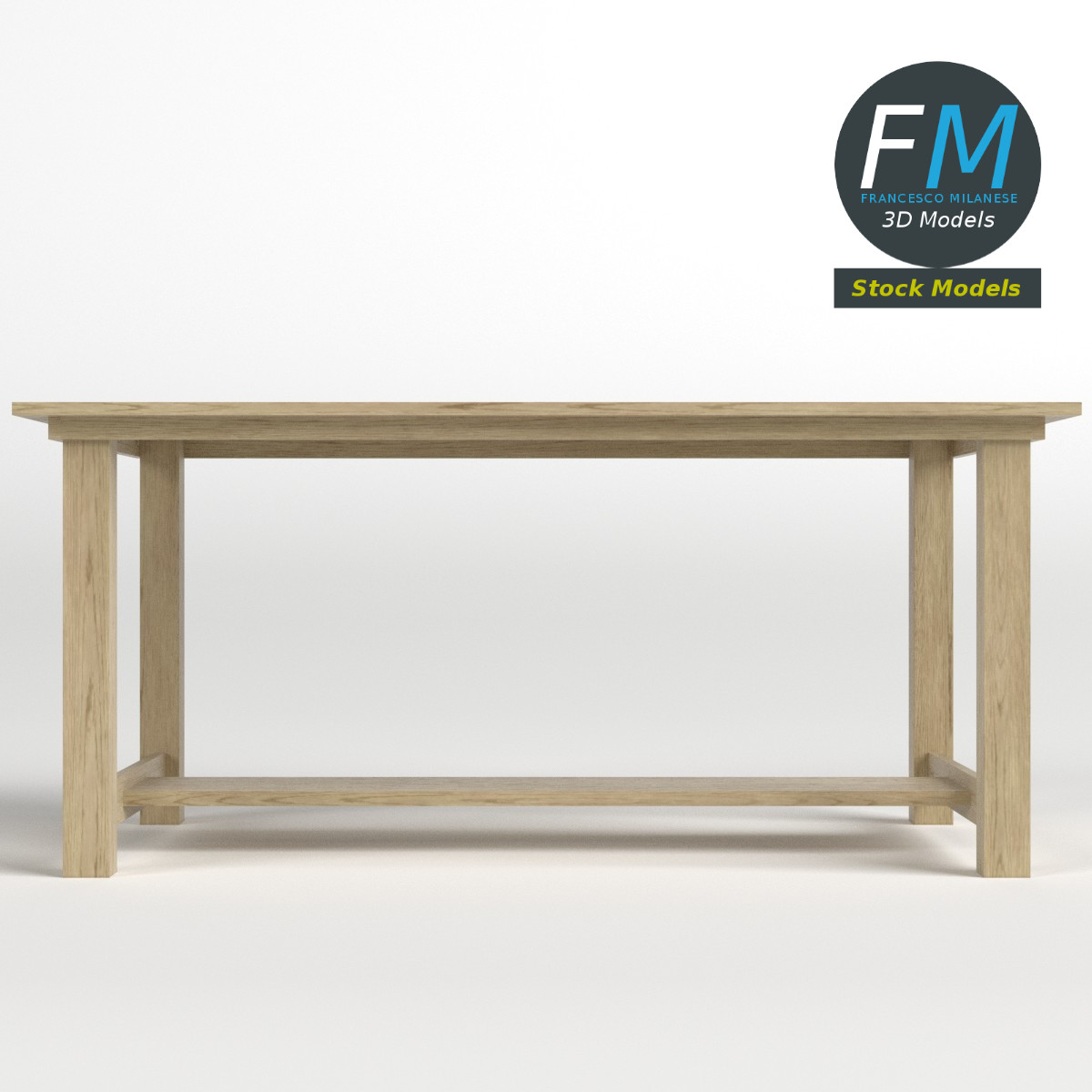 3D-Modell - Schreibtisch aus Eiche - 03