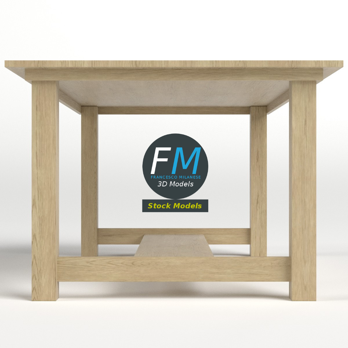 3D-Modell - Schreibtisch aus Eiche - 04