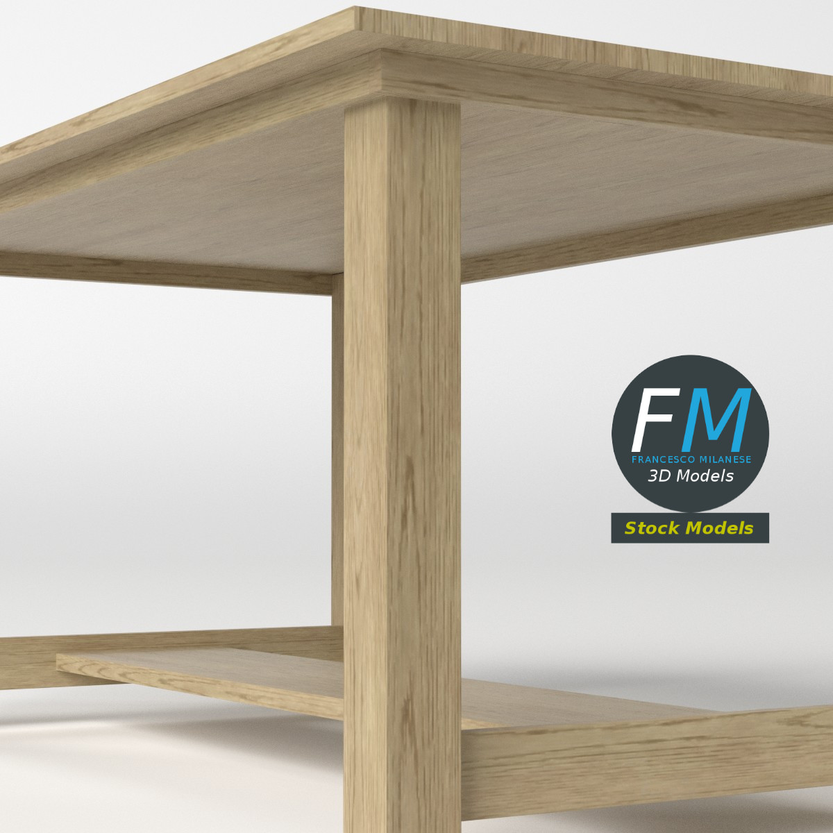 3D-Modell - Schreibtisch aus Eiche - 05