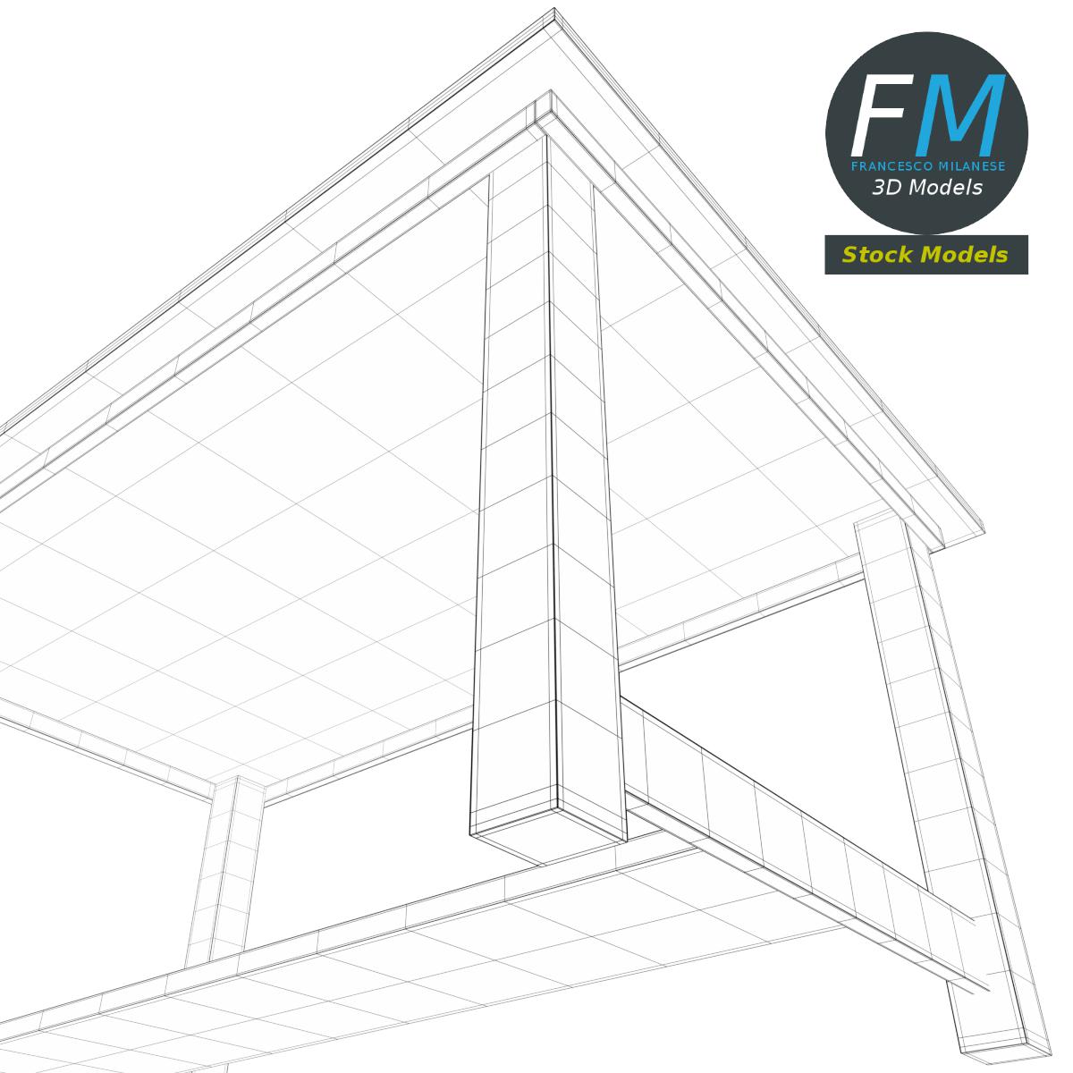 3D-Modell - Schreibtisch aus Eiche - 08