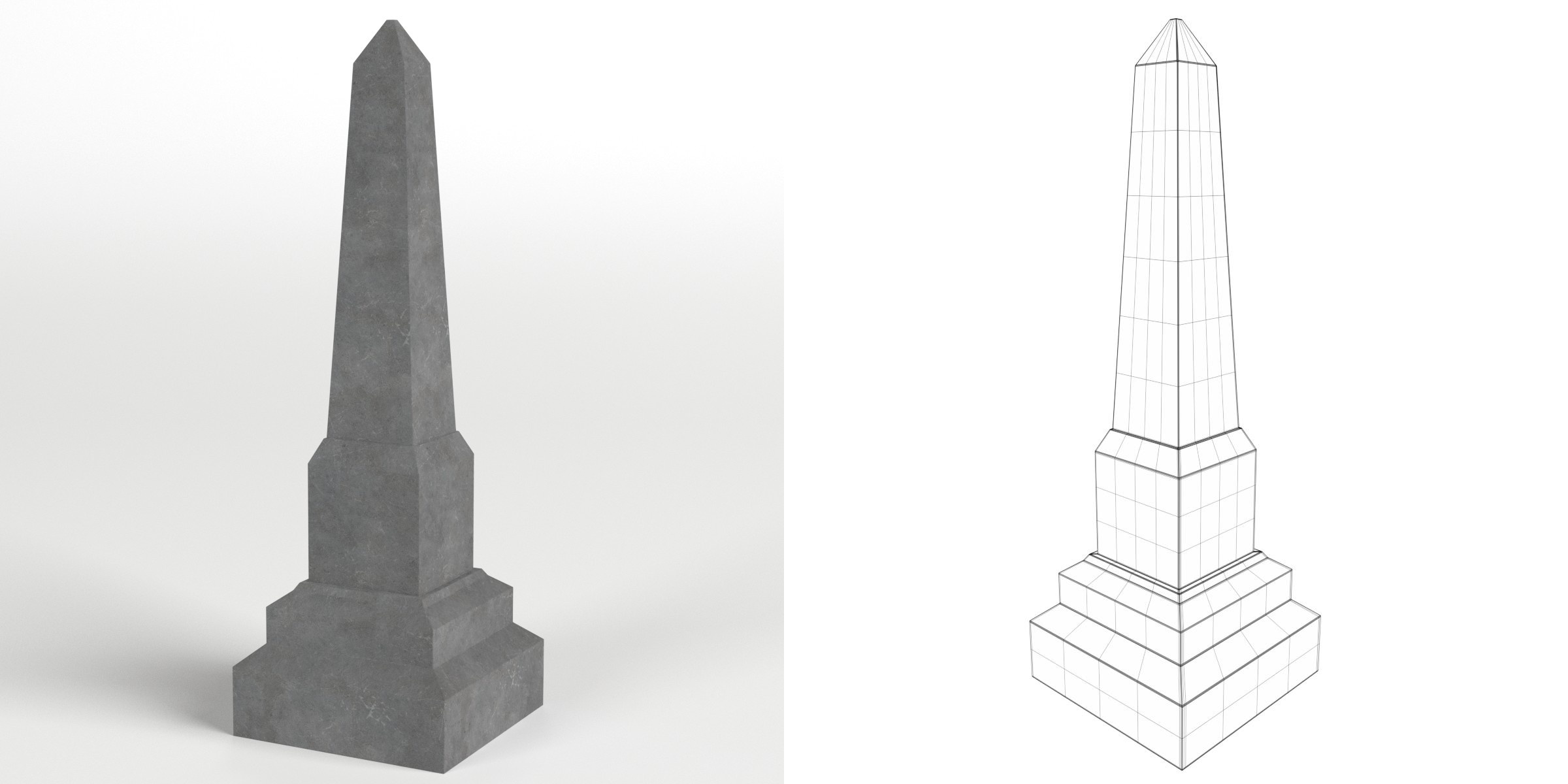 3D-Modell - Obelisk-Grabstein