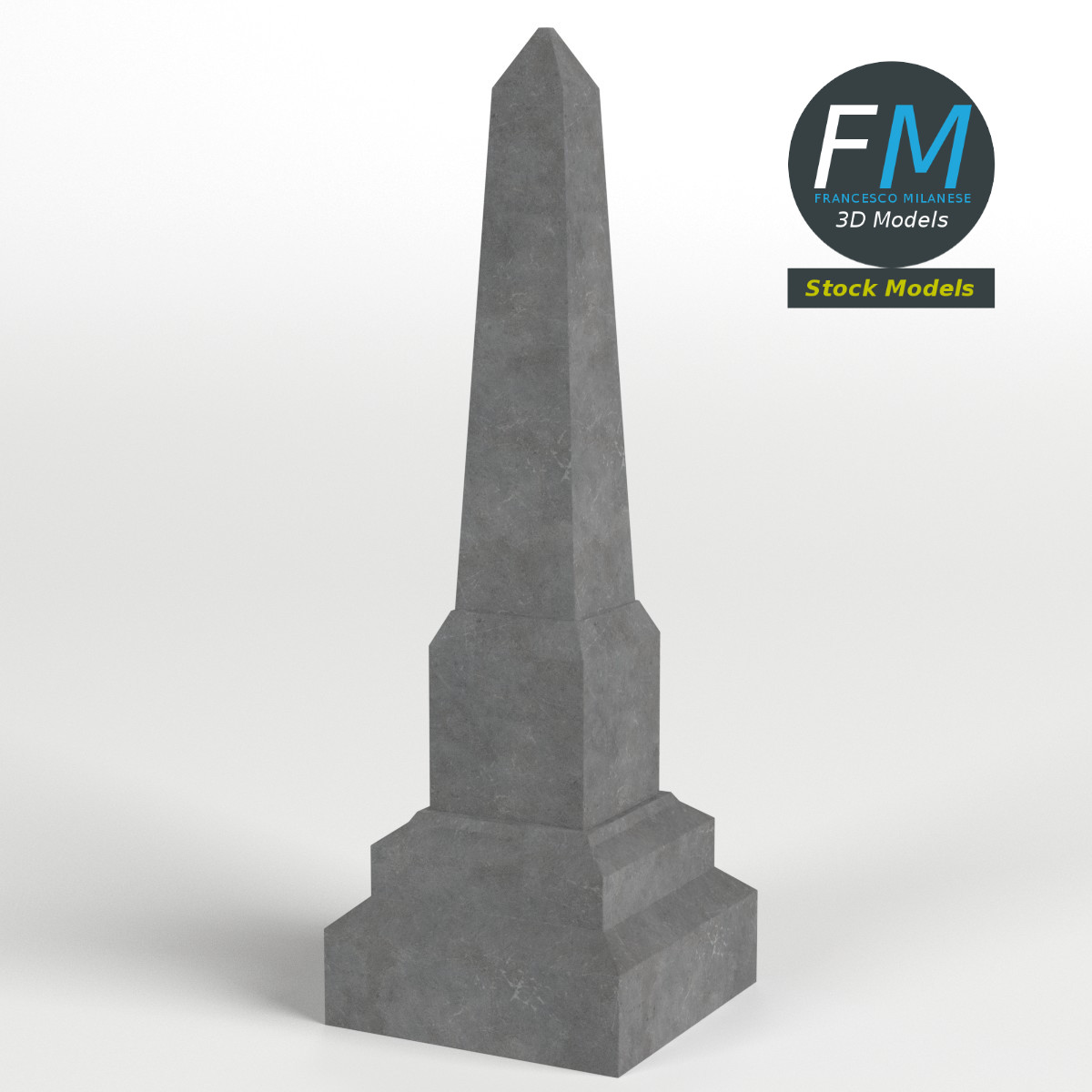 3D-Modell - Obelisk-Grabstein - 01