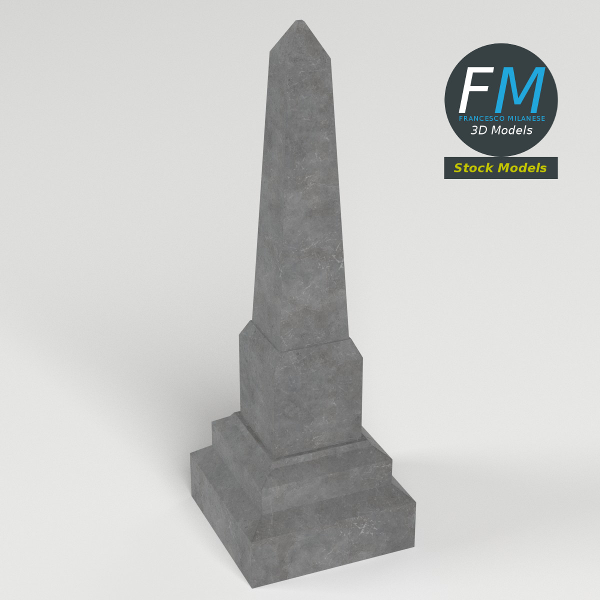 3D-Modell - Obelisk-Grabstein - 02