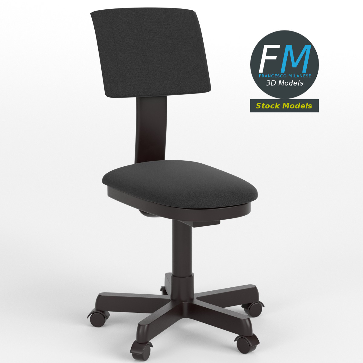 3D-Modell - Armloser Büroarbeitsstuhl - 01