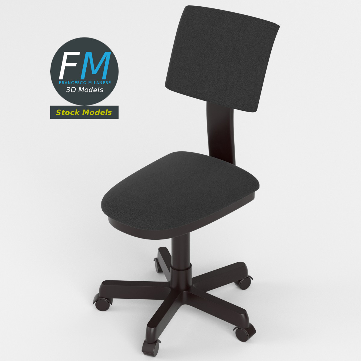 3D-Modell - Armloser Büroarbeitsstuhl - 02