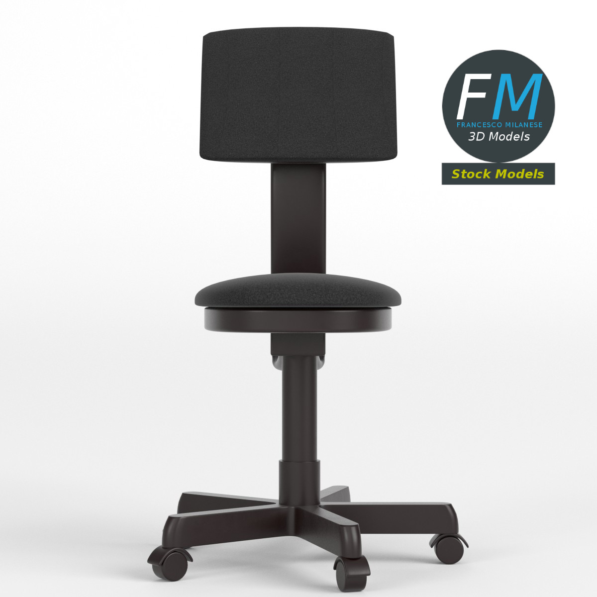 3D-Modell - Armloser Büroarbeitsstuhl - 03