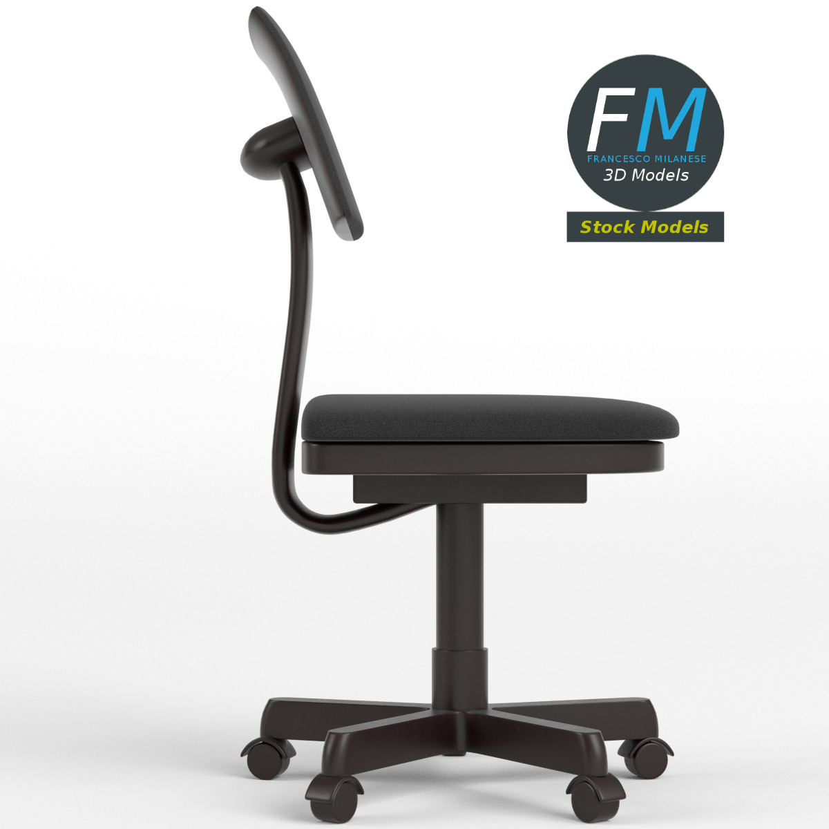 3D-Modell - Armloser Büroarbeitsstuhl - 04