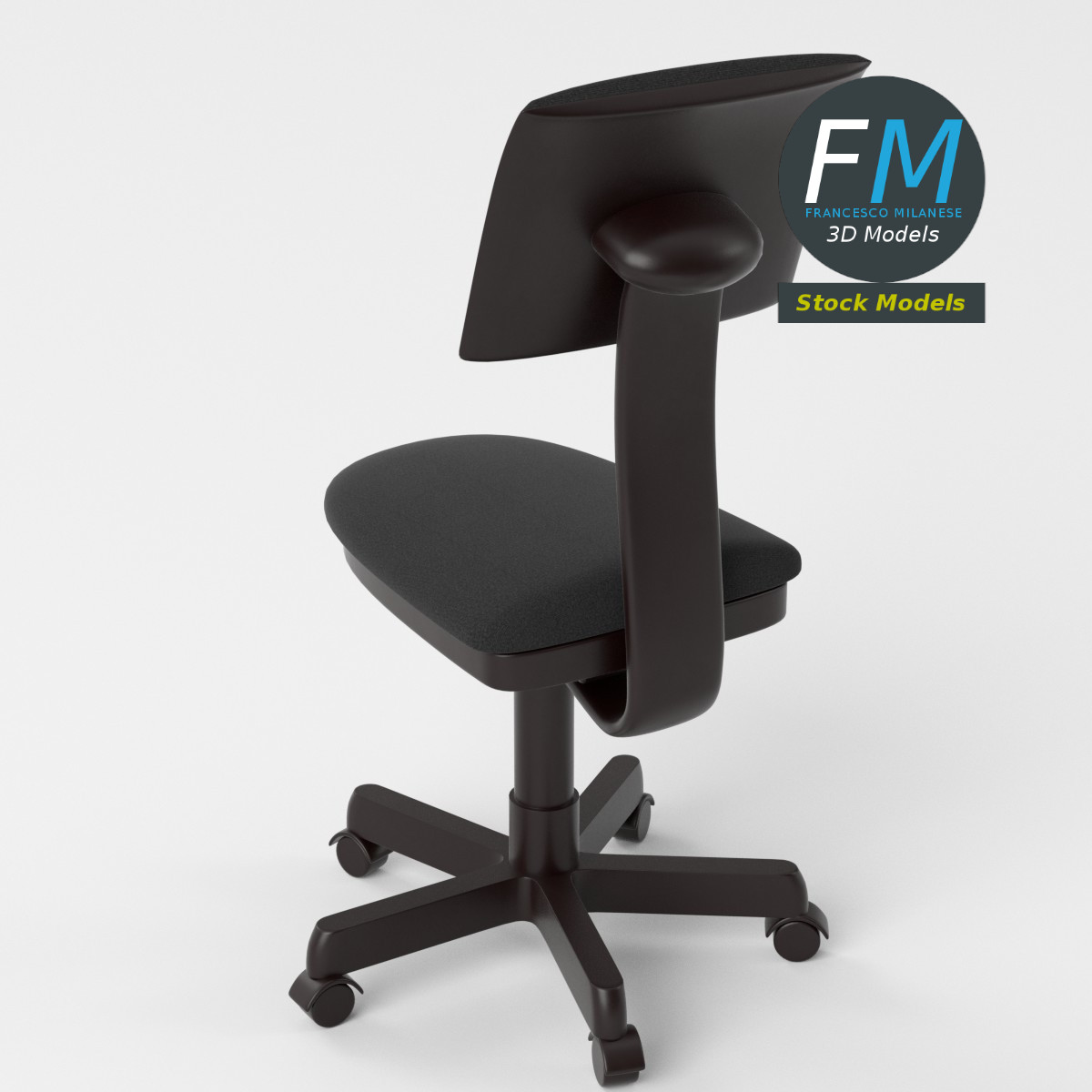 3D-Modell - Armloser Büroarbeitsstuhl - 05