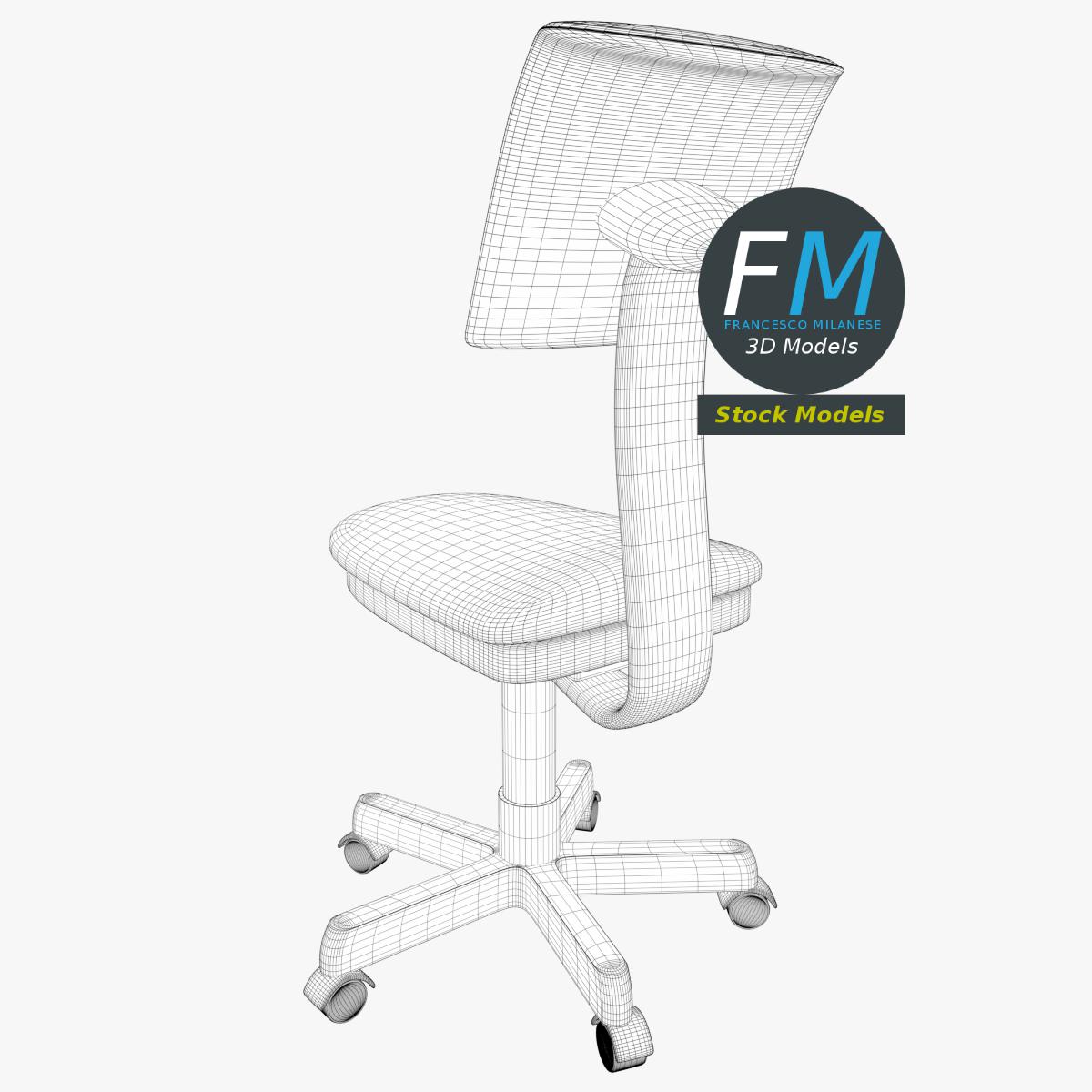 3D-Modell - Armloser Büroarbeitsstuhl - 08