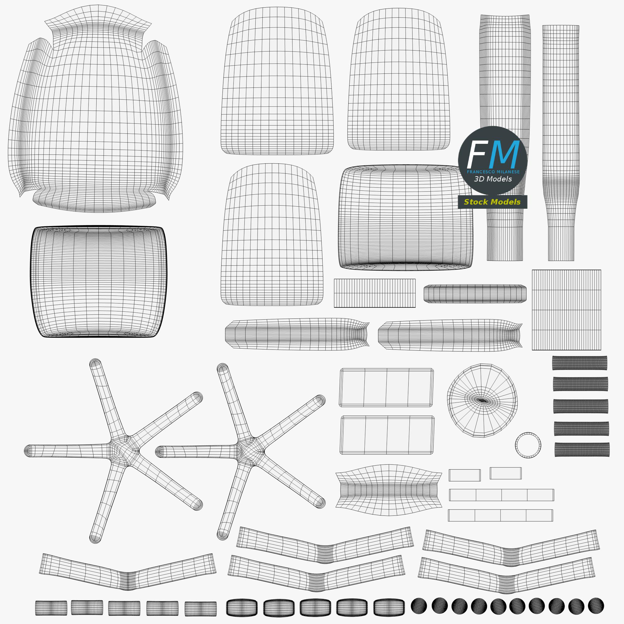 3D-Modell - Armloser Büroarbeitsstuhl - 11 3D-Modell - Armloser Büroarbeitsstuhl - 11