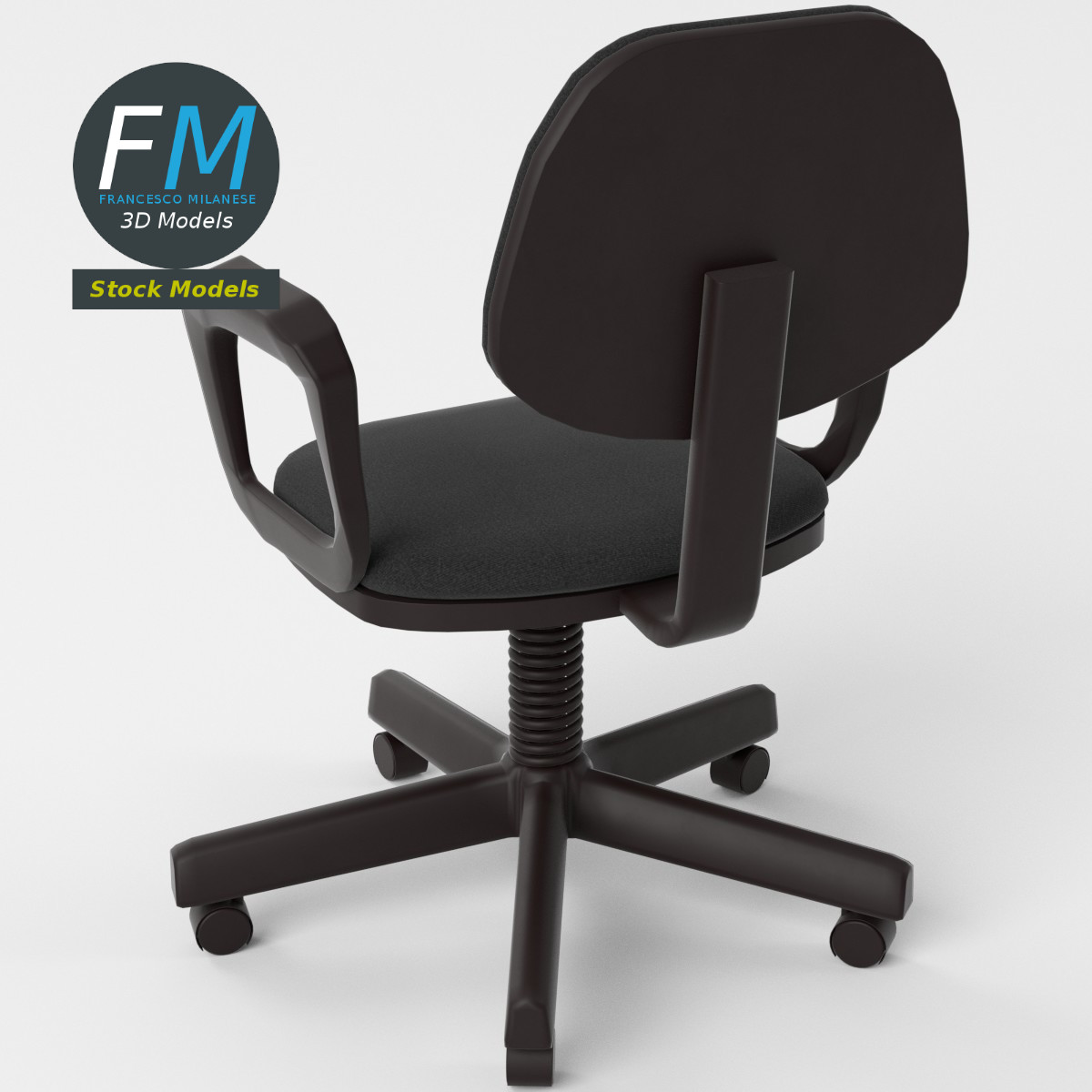 3D-Modell - Bürostuhl mit Armlehnen - 05