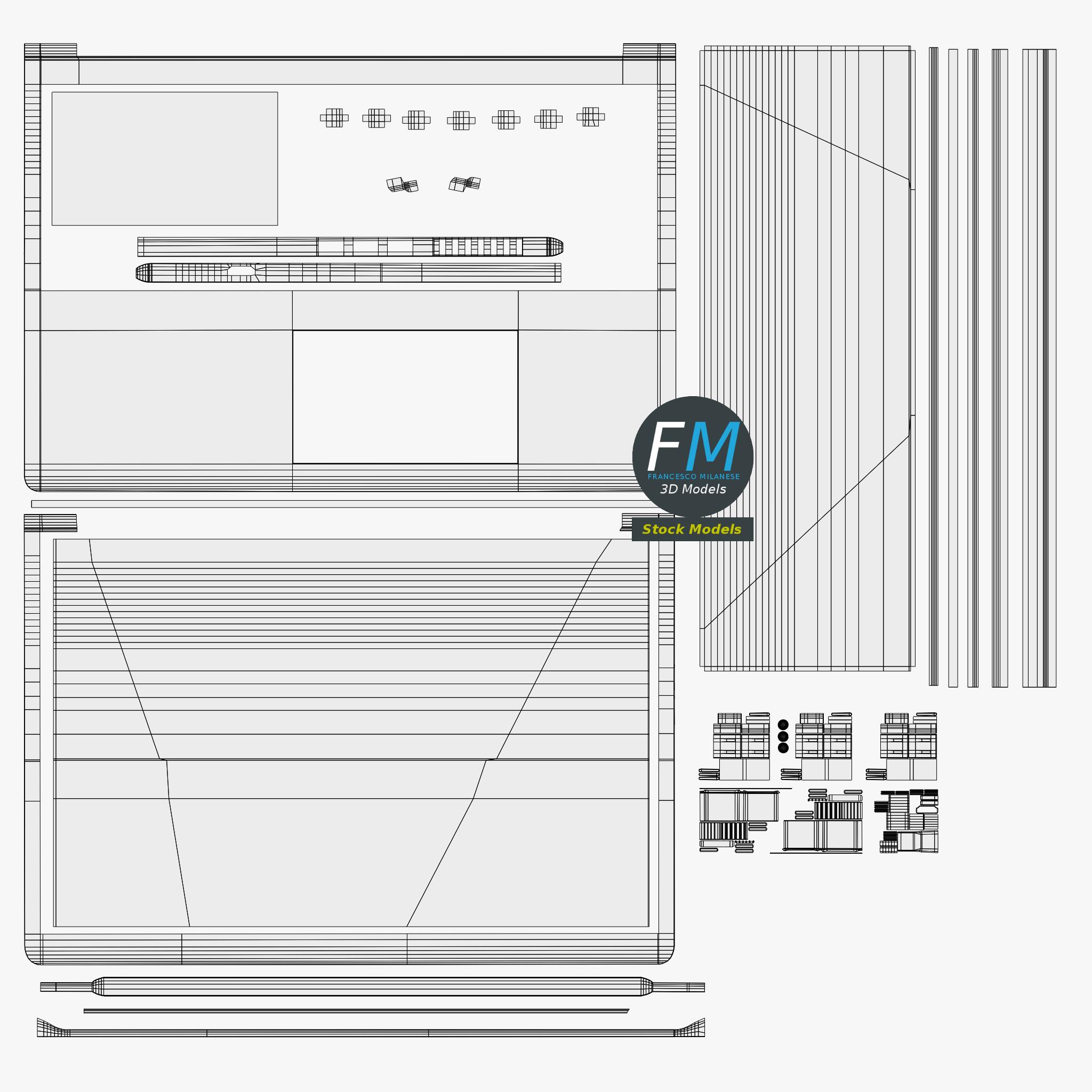 3D-Modell - Schreibtisch mit Stuhl und Laptop - 11