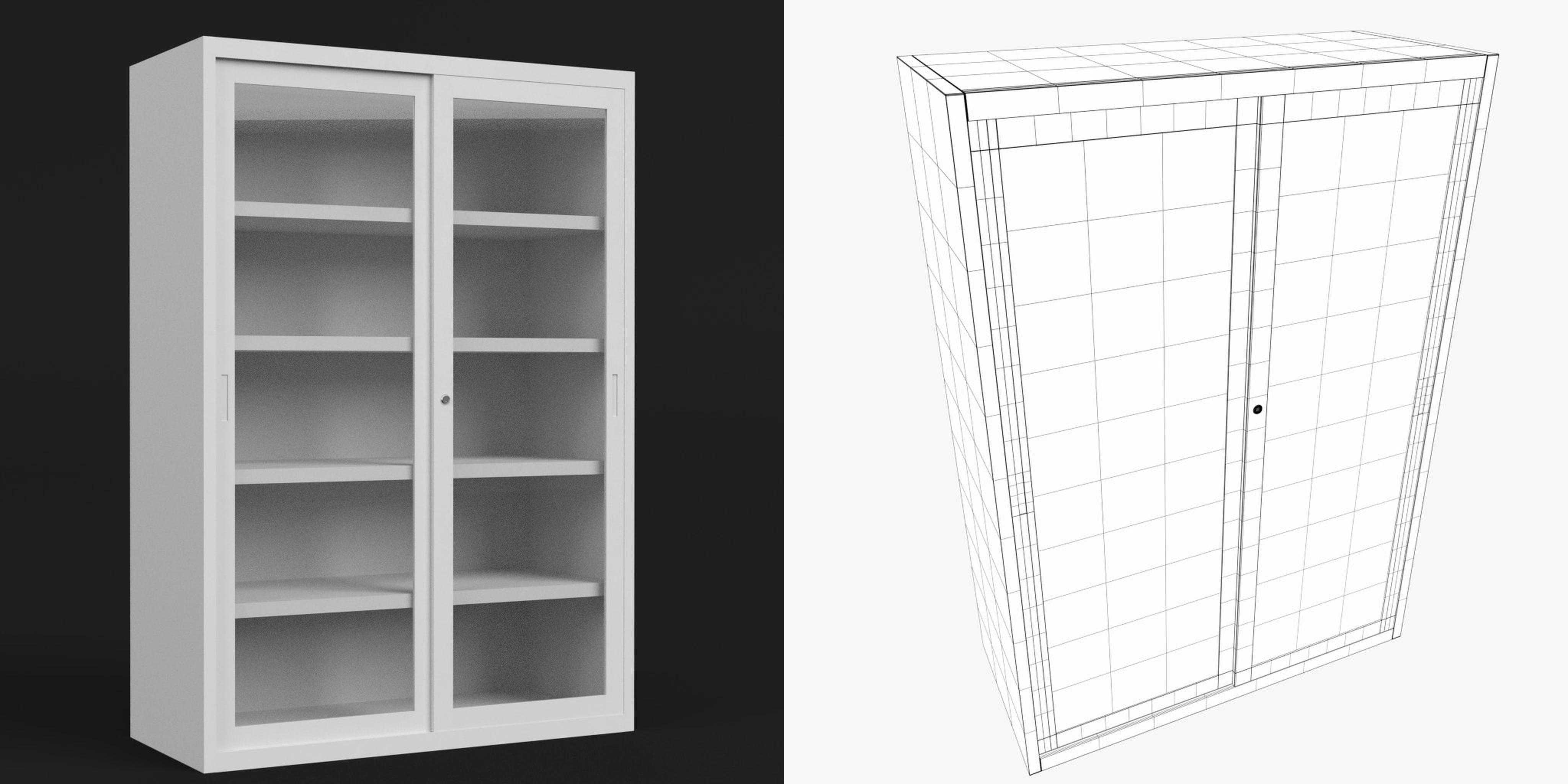 3D-Modell - Büroschrank mit Glastüren