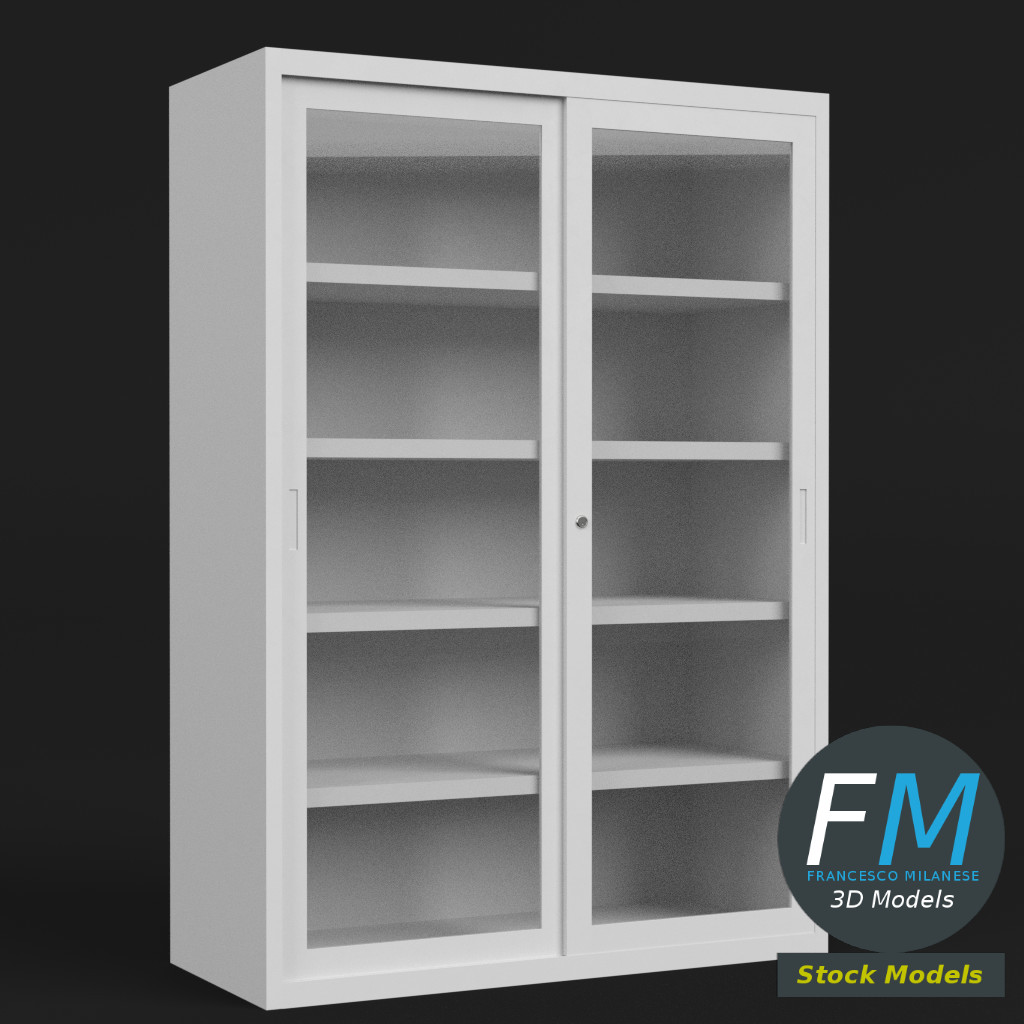 3D-Modell - Büroschrank mit Glastüren - 01
