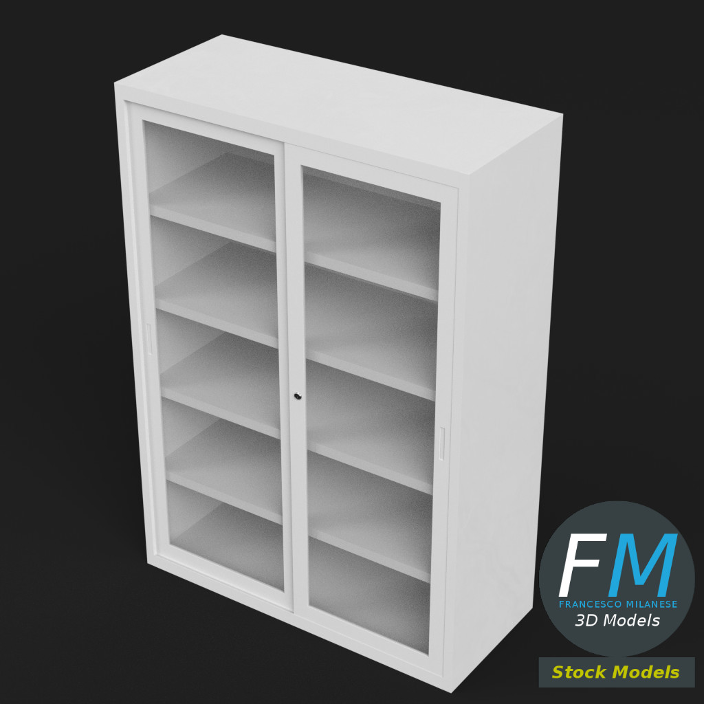 3D-Modell - Büroschrank mit Glastüren - 02