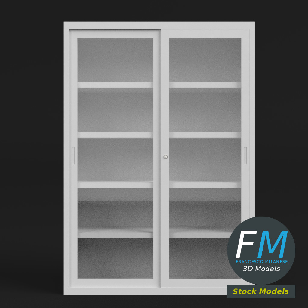 3D-Modell - Büroschrank mit Glastüren - 03