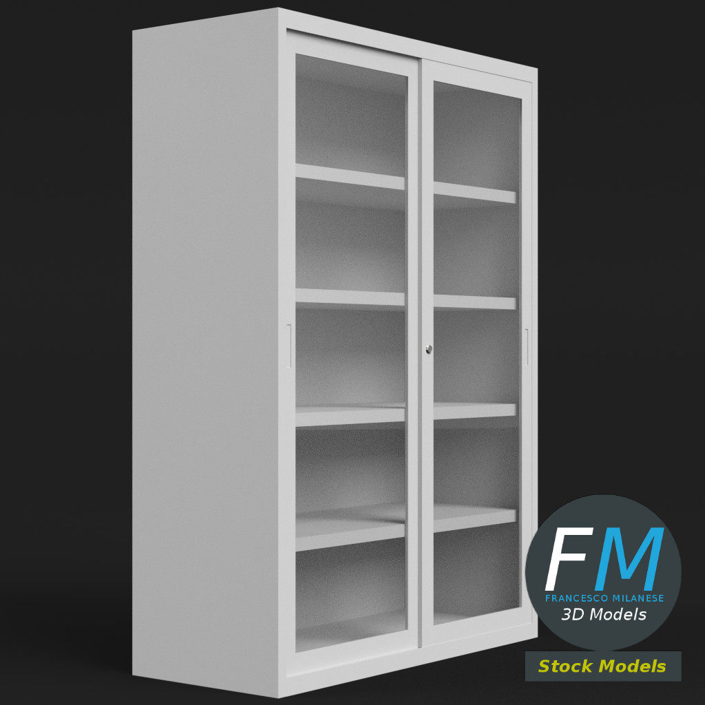 3D-Modell - Büroschrank mit Glastüren - 04