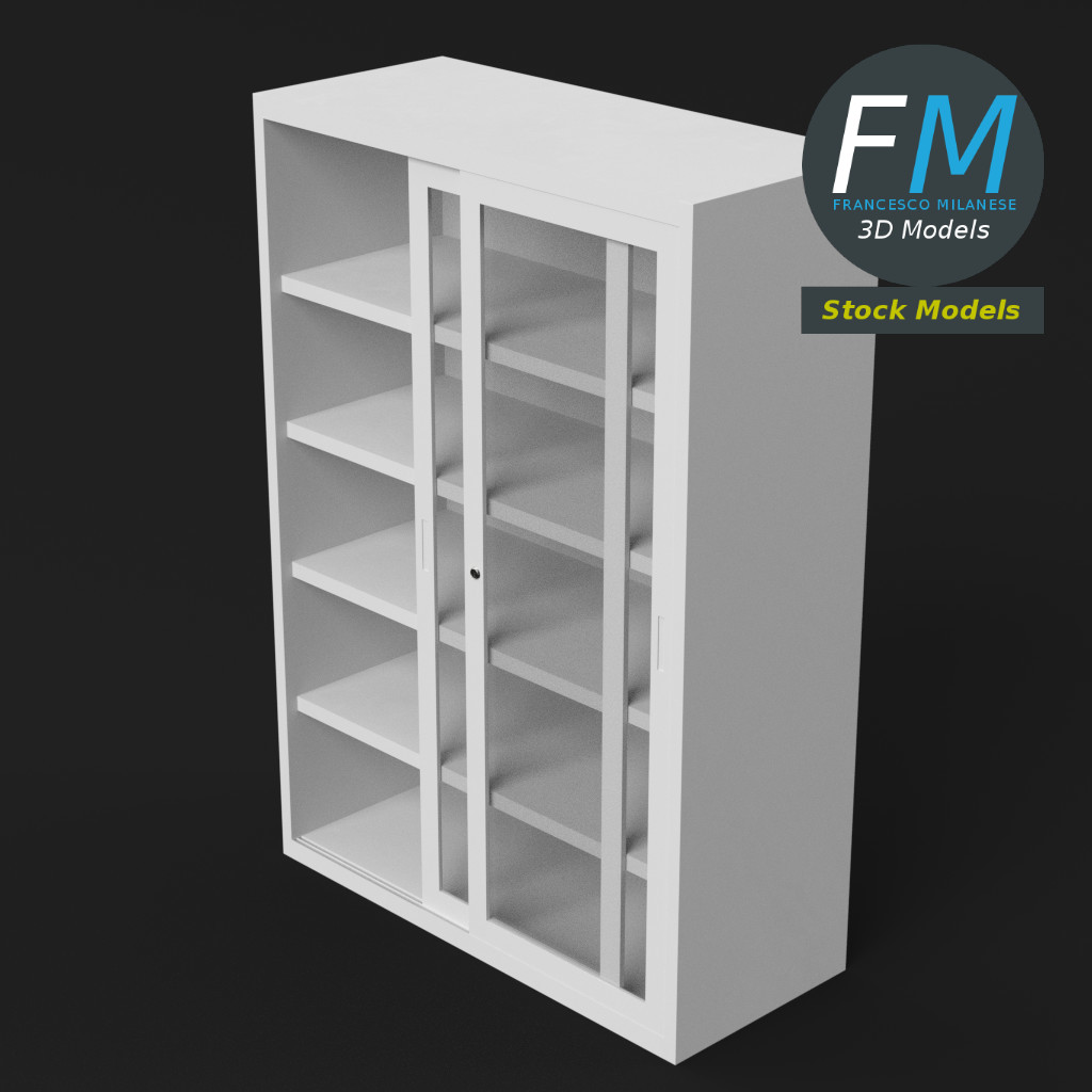 3D-Modell - Büroschrank mit Glastüren - 05