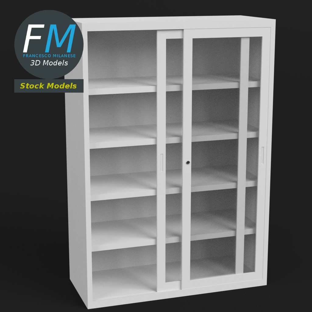 3D-Modell - Büroschrank mit Glastüren - 06