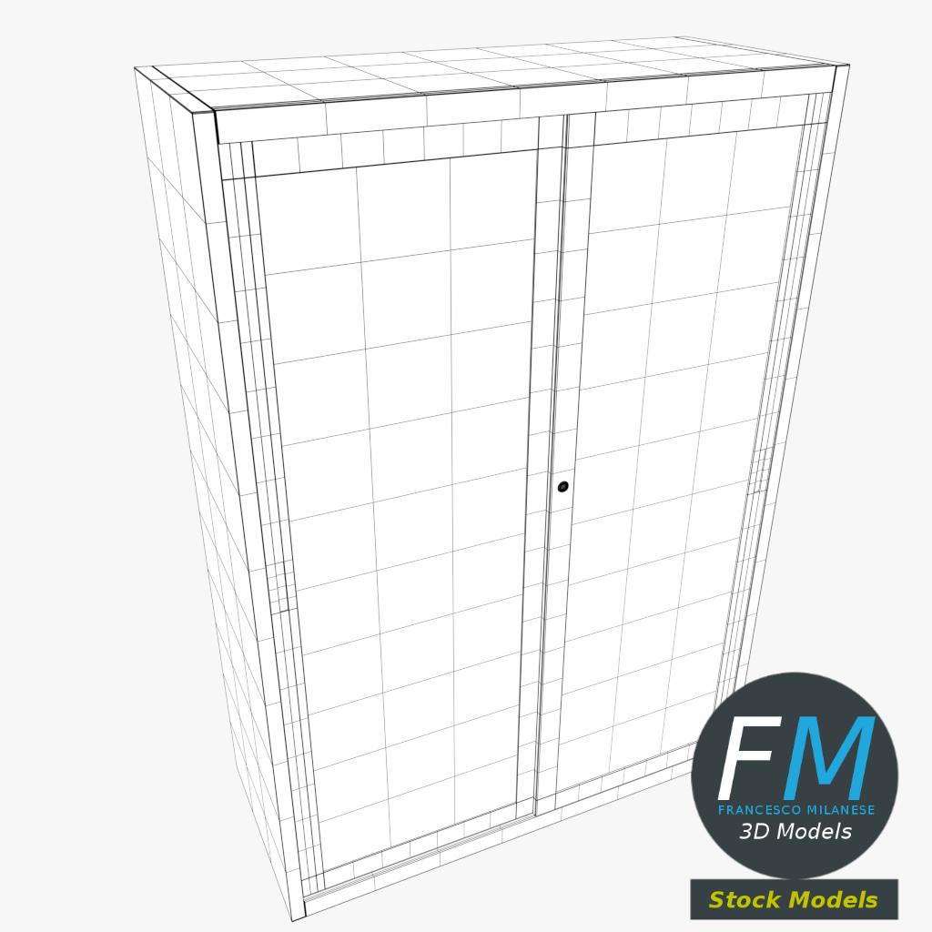 3D-Modell - Büroschrank mit Glastüren - 07