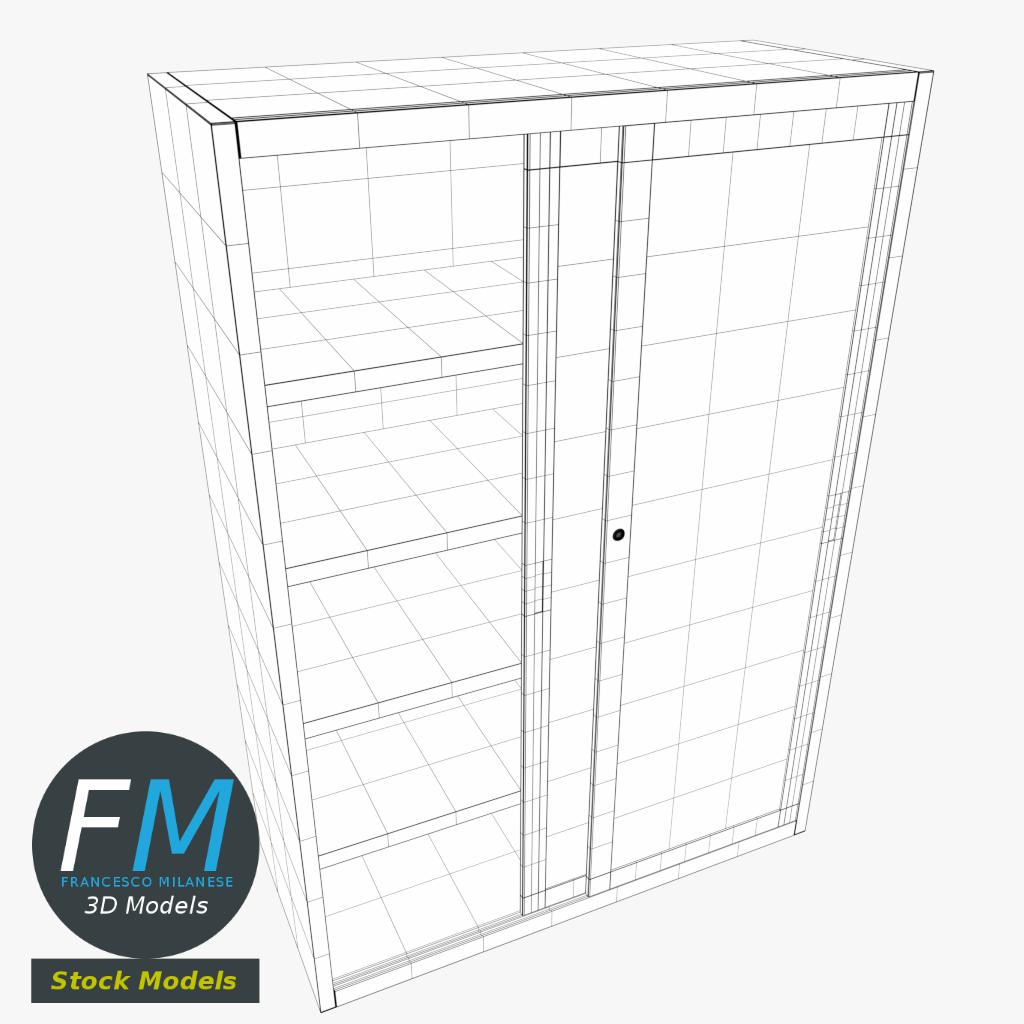 3D-Modell - Büroschrank mit Glastüren - 08