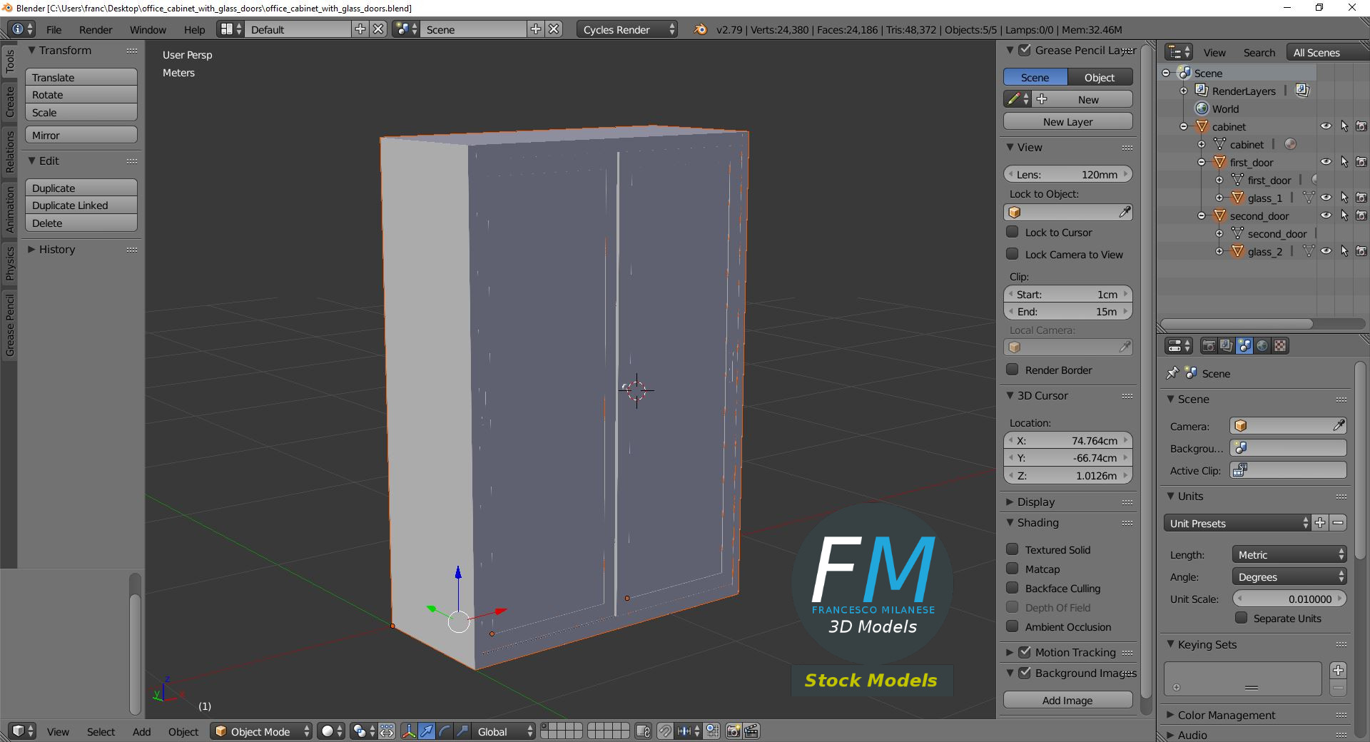 3D-Modell - Büroschrank mit Glastüren - 09