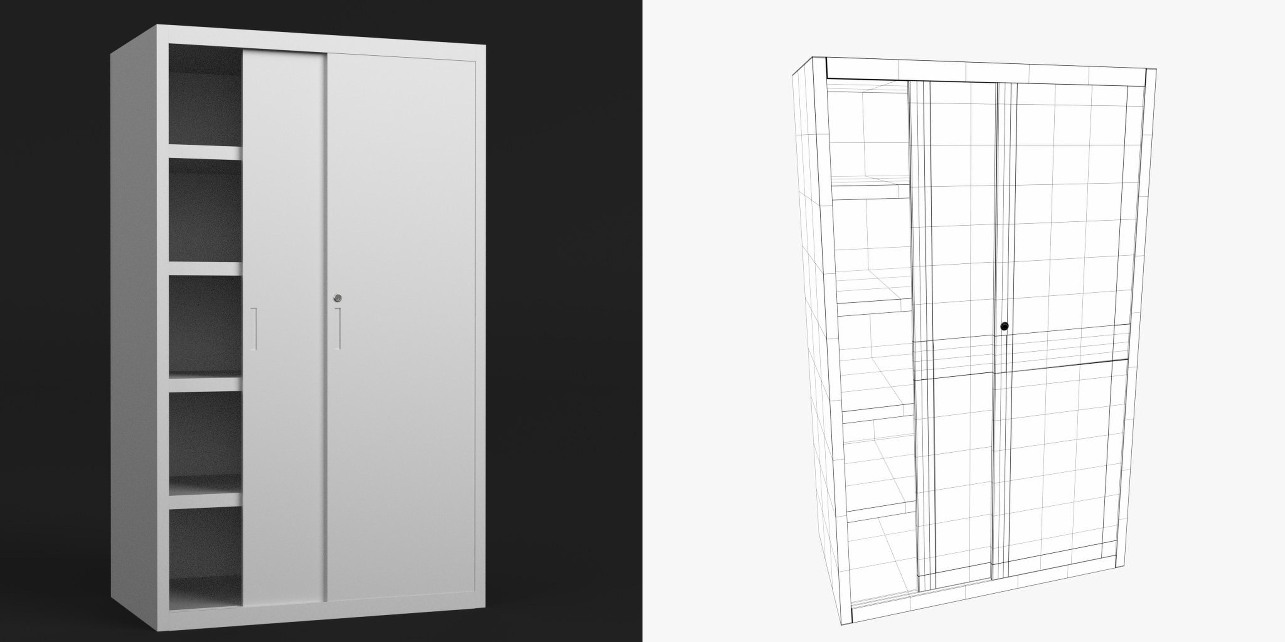 3D-Modell - Büroschrank mit Schiebetüren