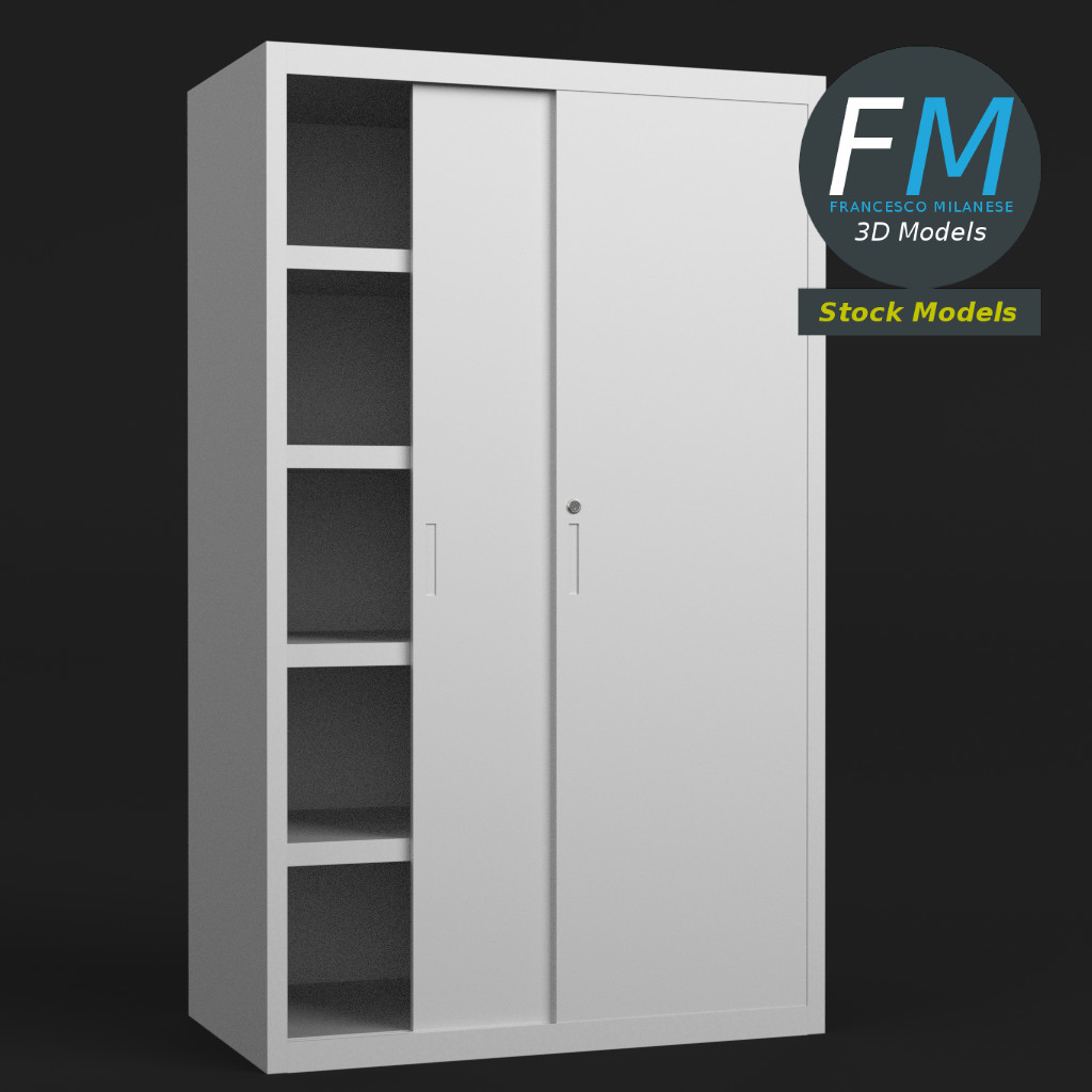 3D-Modell - Büroschrank mit Schiebetüren - 01