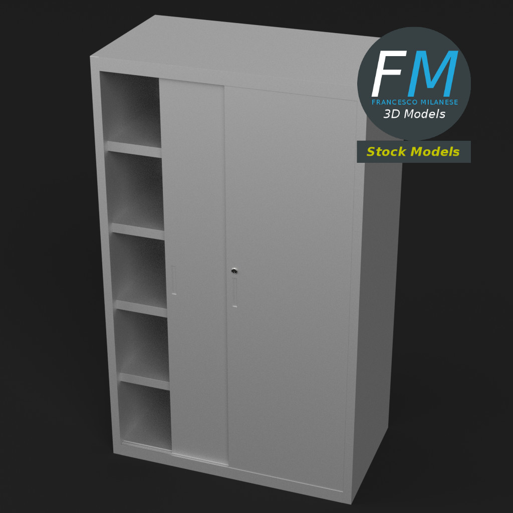 3D-Modell - Büroschrank mit Schiebetüren - 02