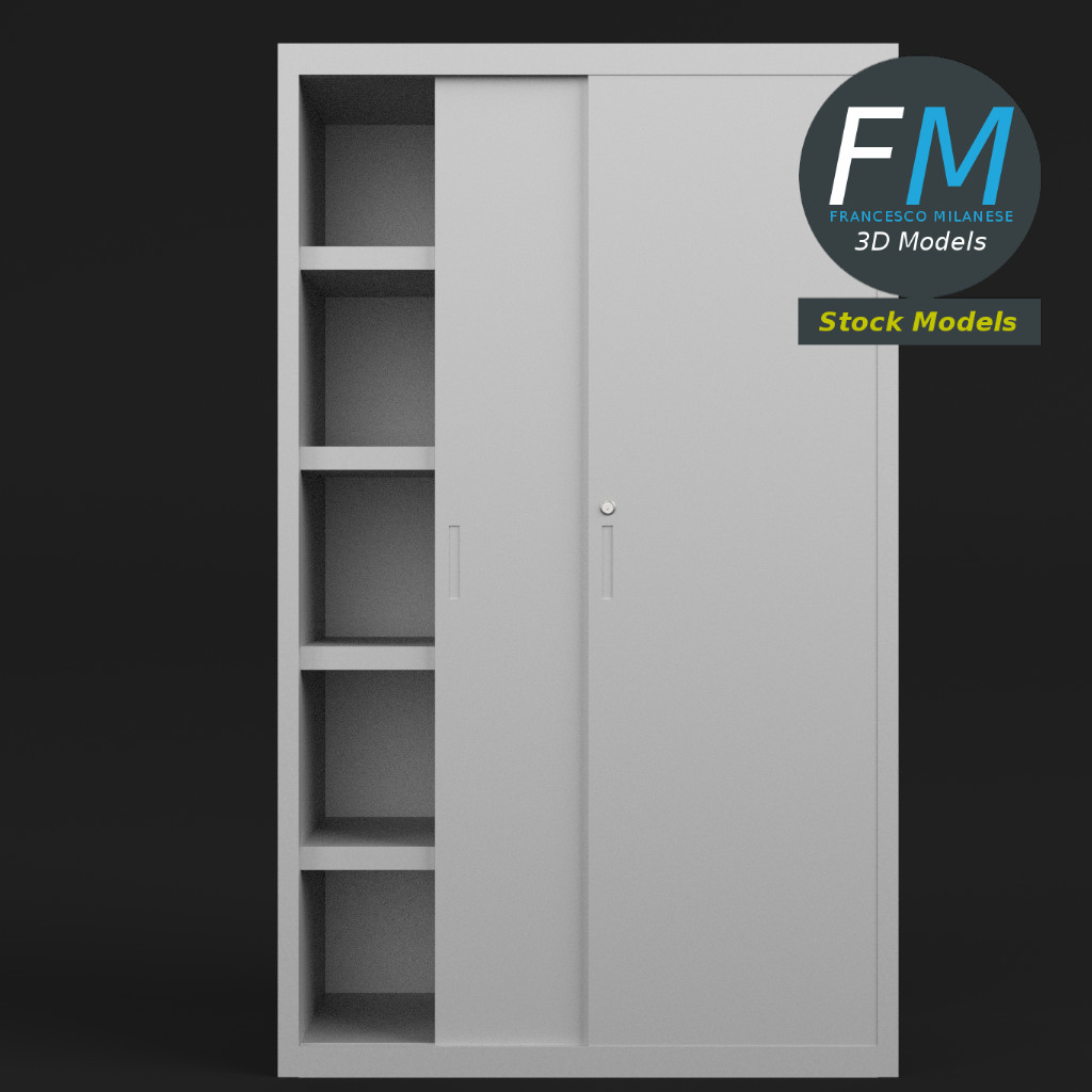 3D-Modell - Büroschrank mit Schiebetüren - 03