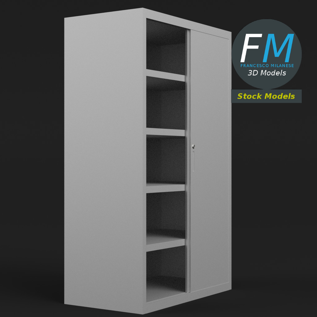 3D-Modell - Büroschrank mit Schiebetüren - 04