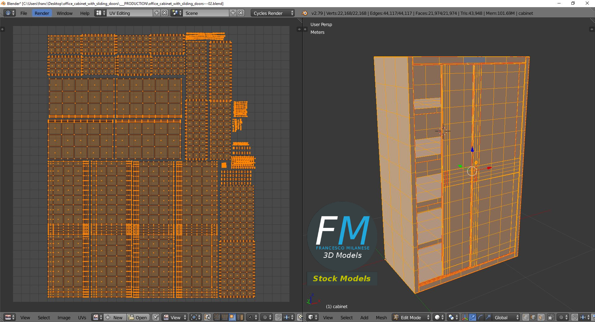 3D-Modell - Büroschrank mit Schiebetüren - 10