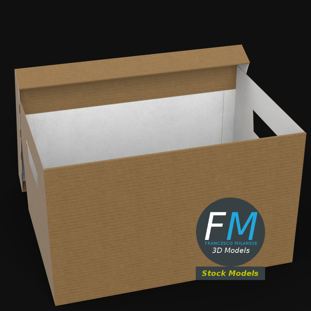3D-Modell - Bürobox aus Karton - 02