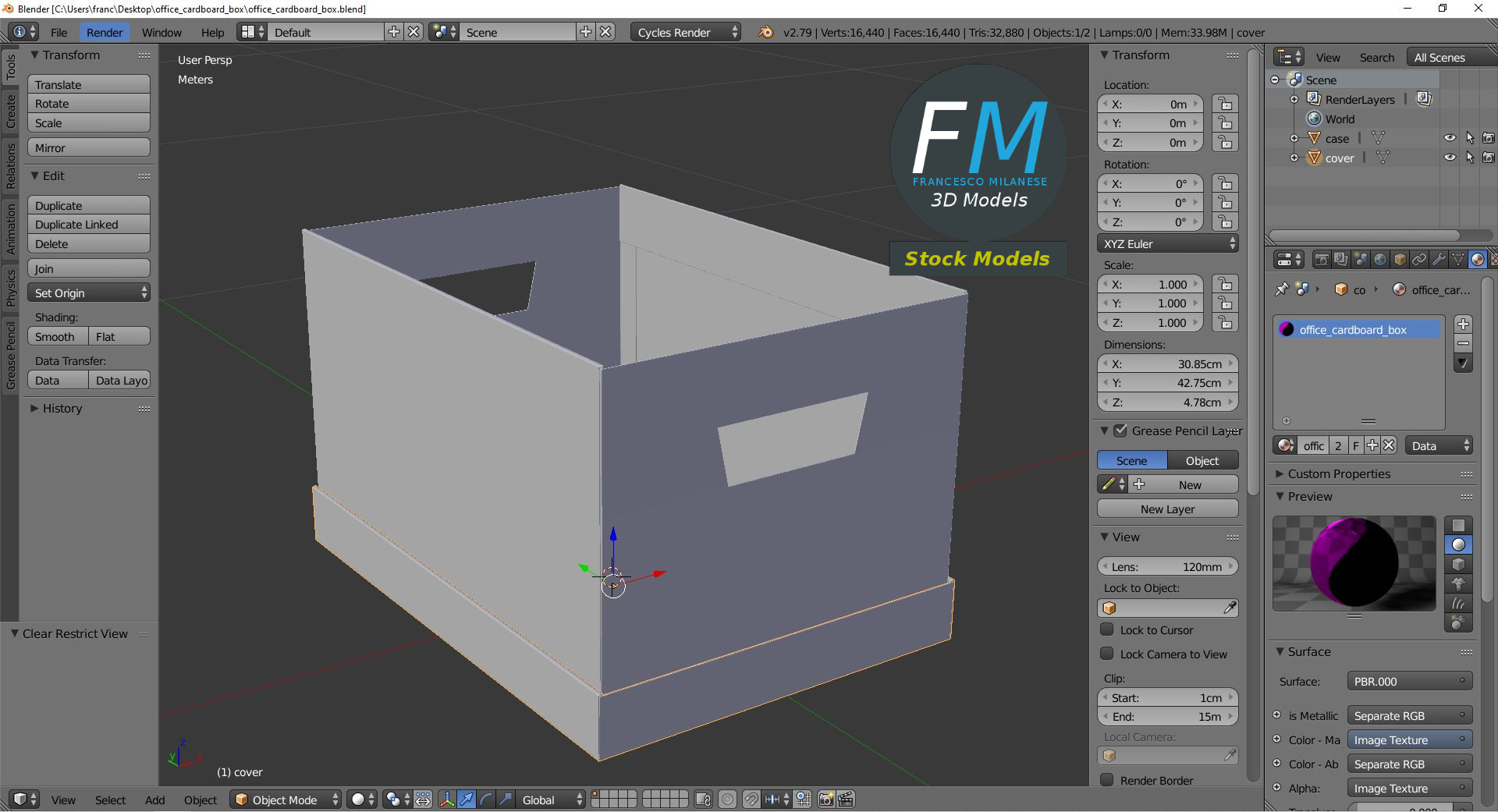 3D-Modell - Bürobox aus Karton - 09