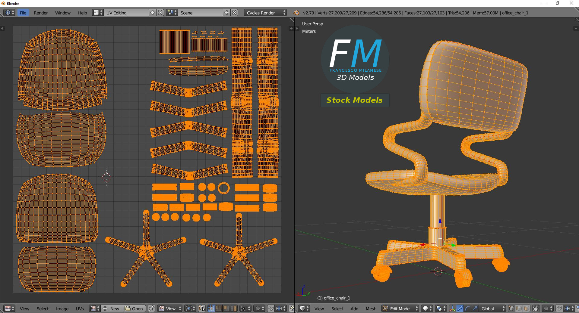 3D-Modell - Bürostuhl - 10