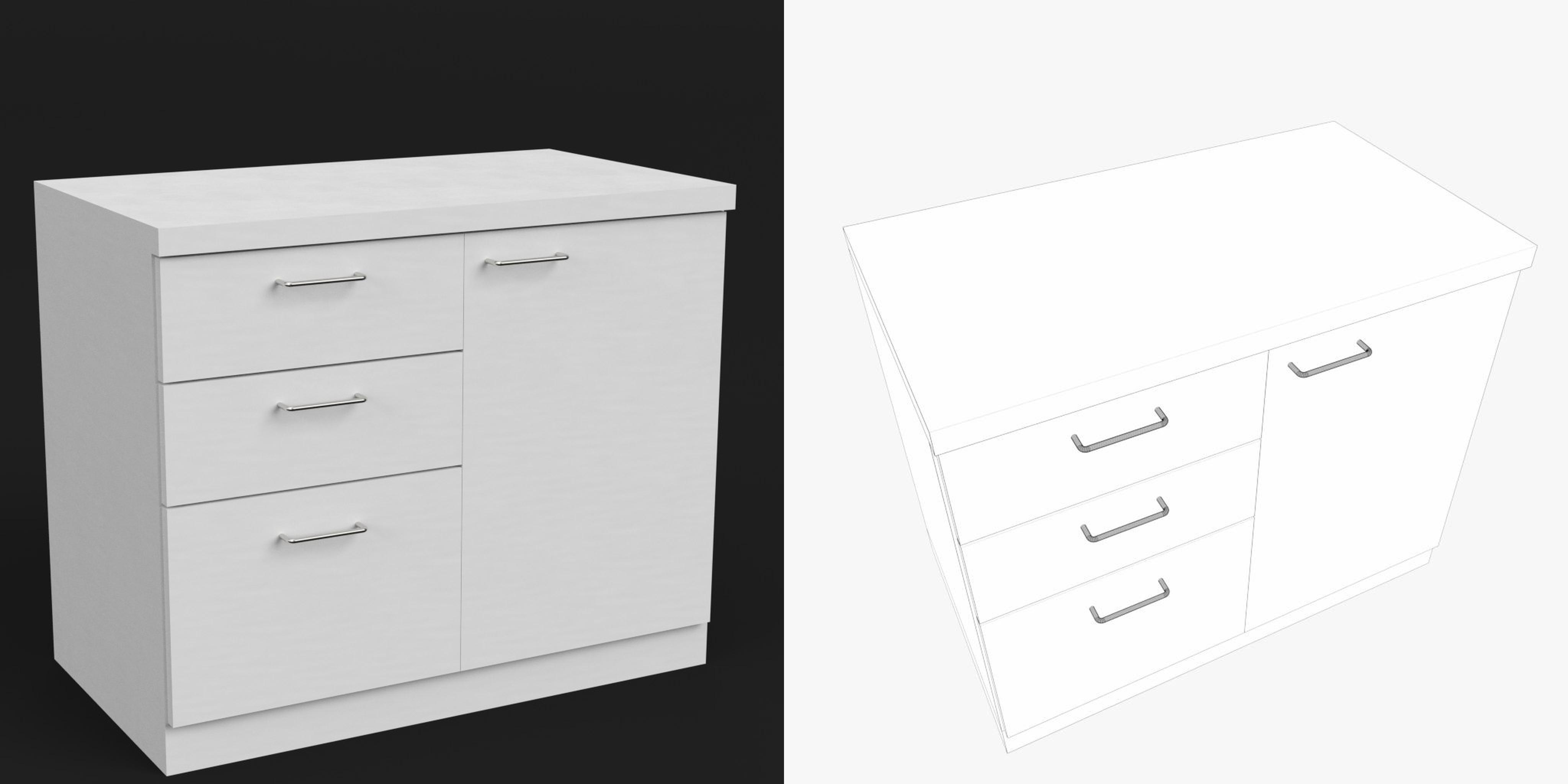 3D-Modell - Büroschrank mit Schubladen