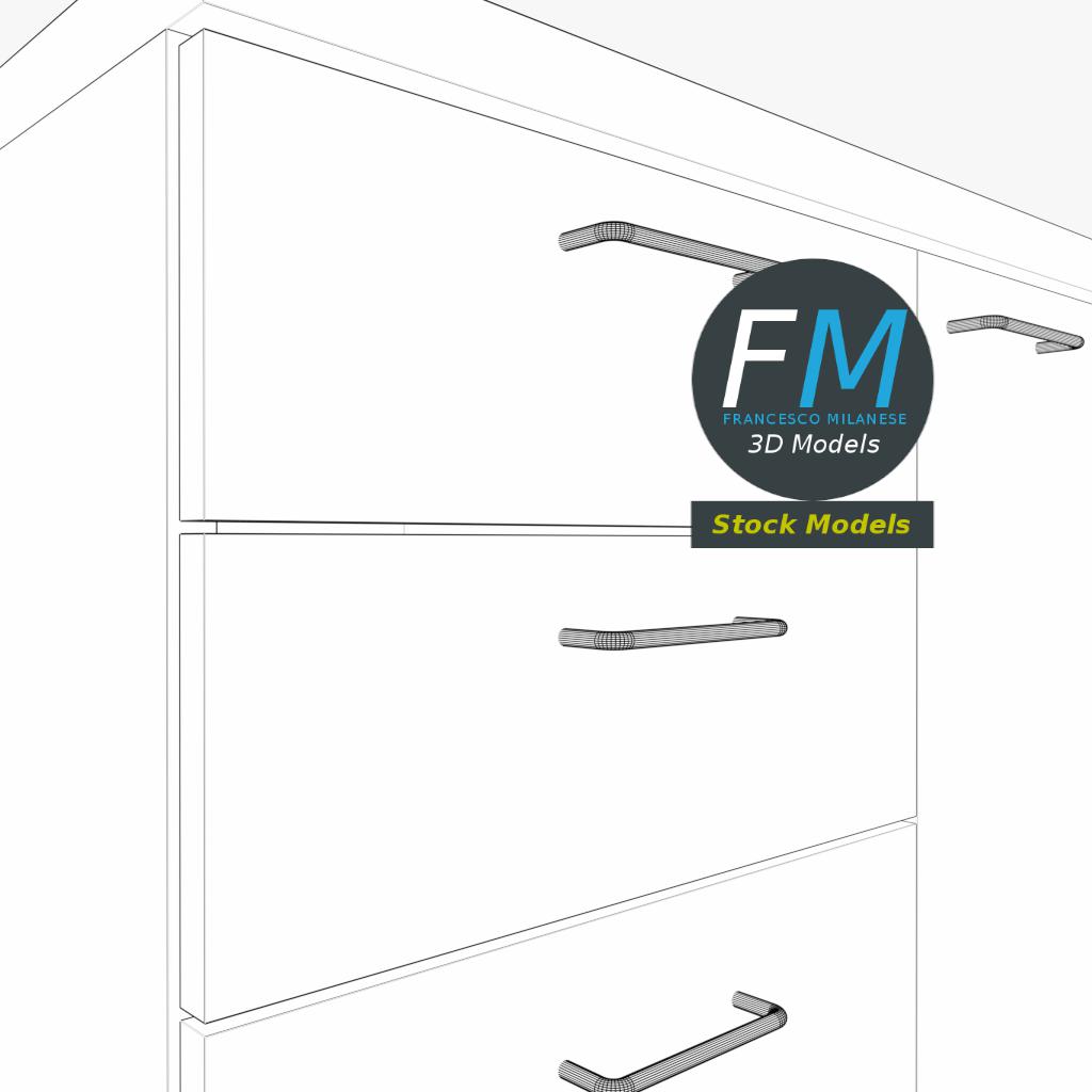3D-Modell - Büroschrank mit Schubladen - 08