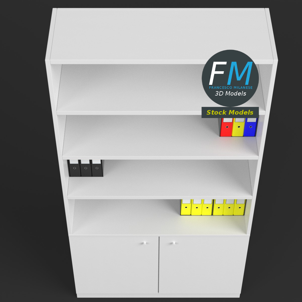 3D-Modell - Büroregal mit Ringordnern und Mappen - 06
