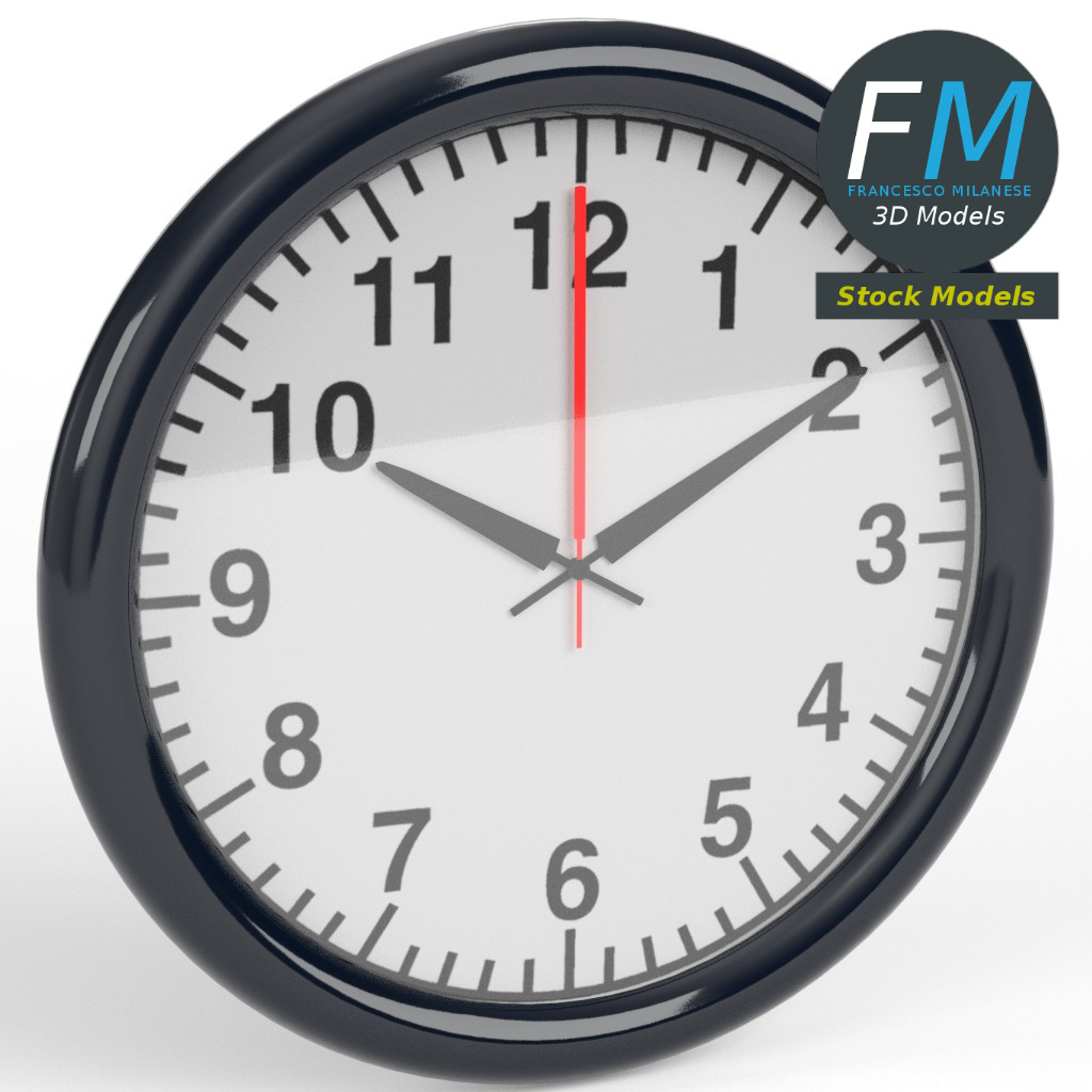 3D-Modell - Büro-Wanduhr - 01