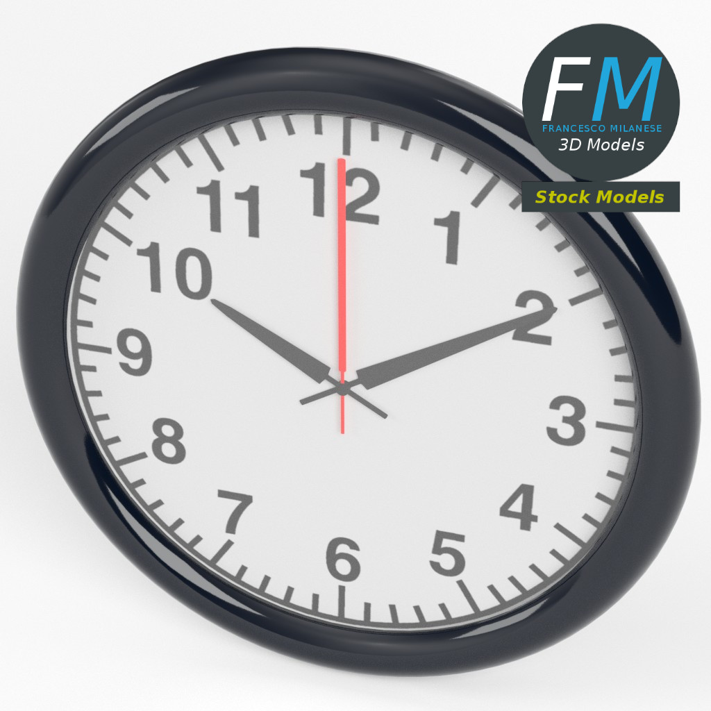 3D-Modell - Büro-Wanduhr - 02