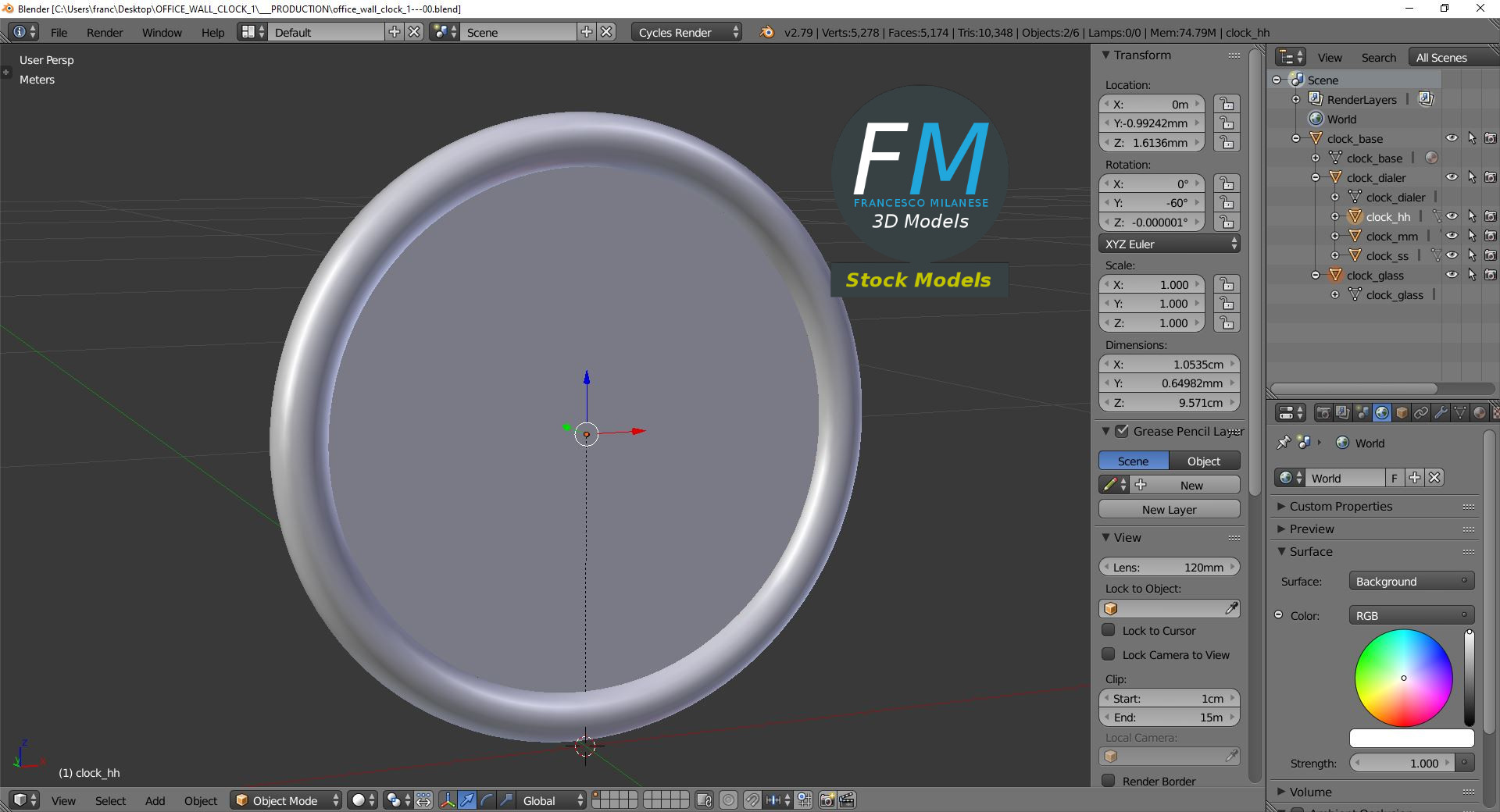 3D-Modell - Büro-Wanduhr - 09