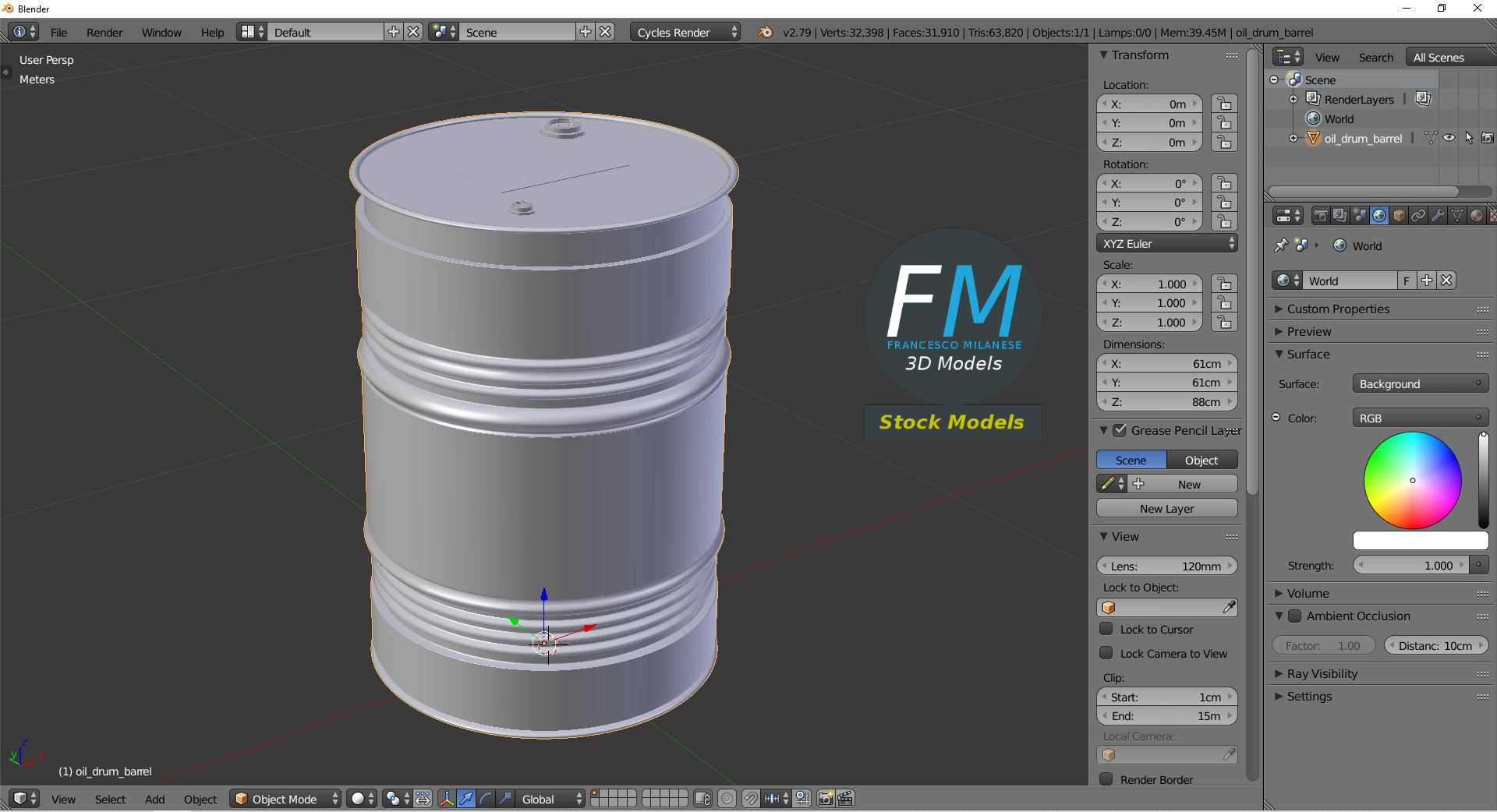 3D-Modell - Ölfass - 09