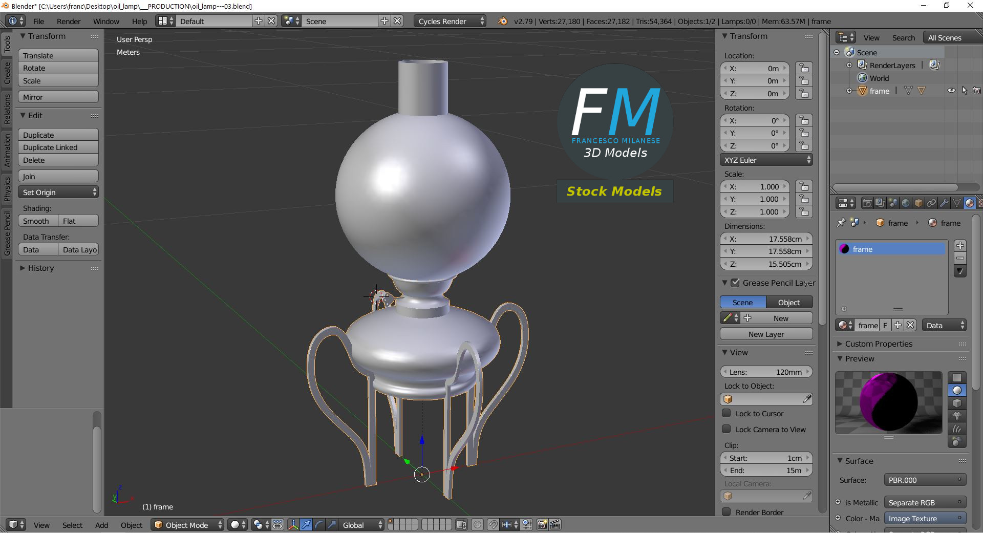 3D-Modell - Öllampe - 09
